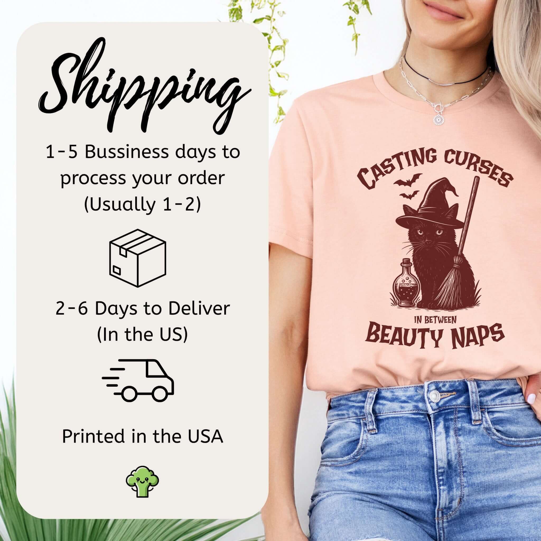 Black Cat Witch Halloween T-Shirt – Funny Spooky Gift for Cat Mamas