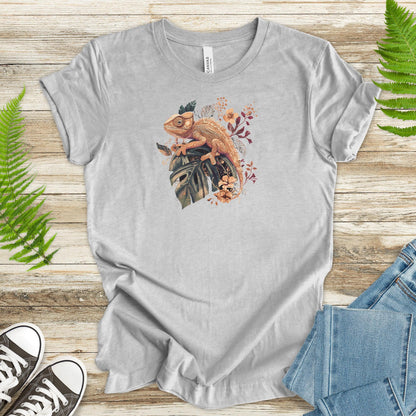 Retro Chameleon Floral T-Shirt - TShirtree