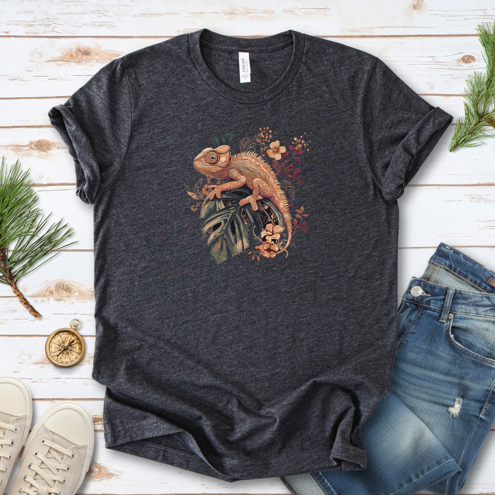 Retro Chameleon Floral T-Shirt