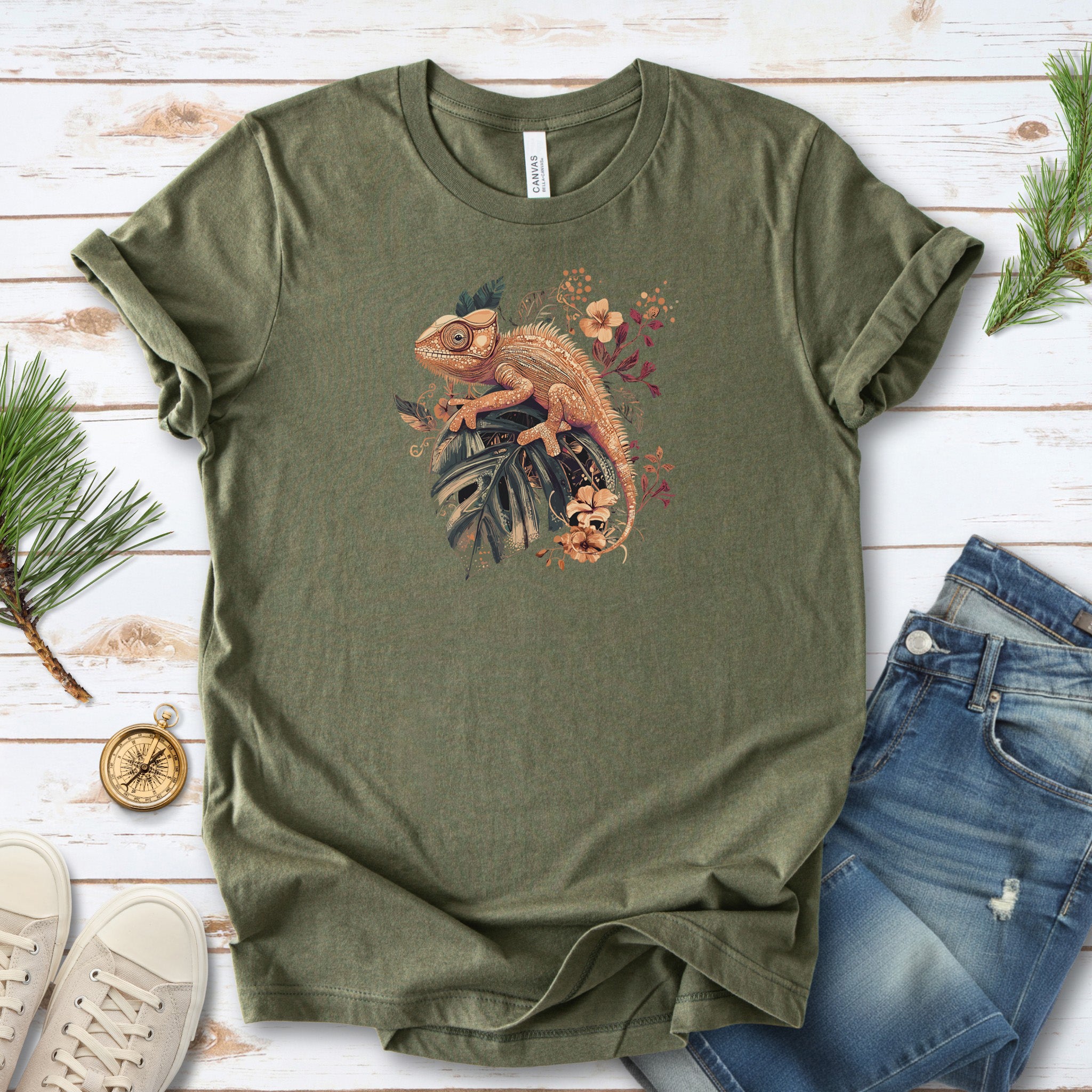 Retro Chameleon Floral T-Shirt