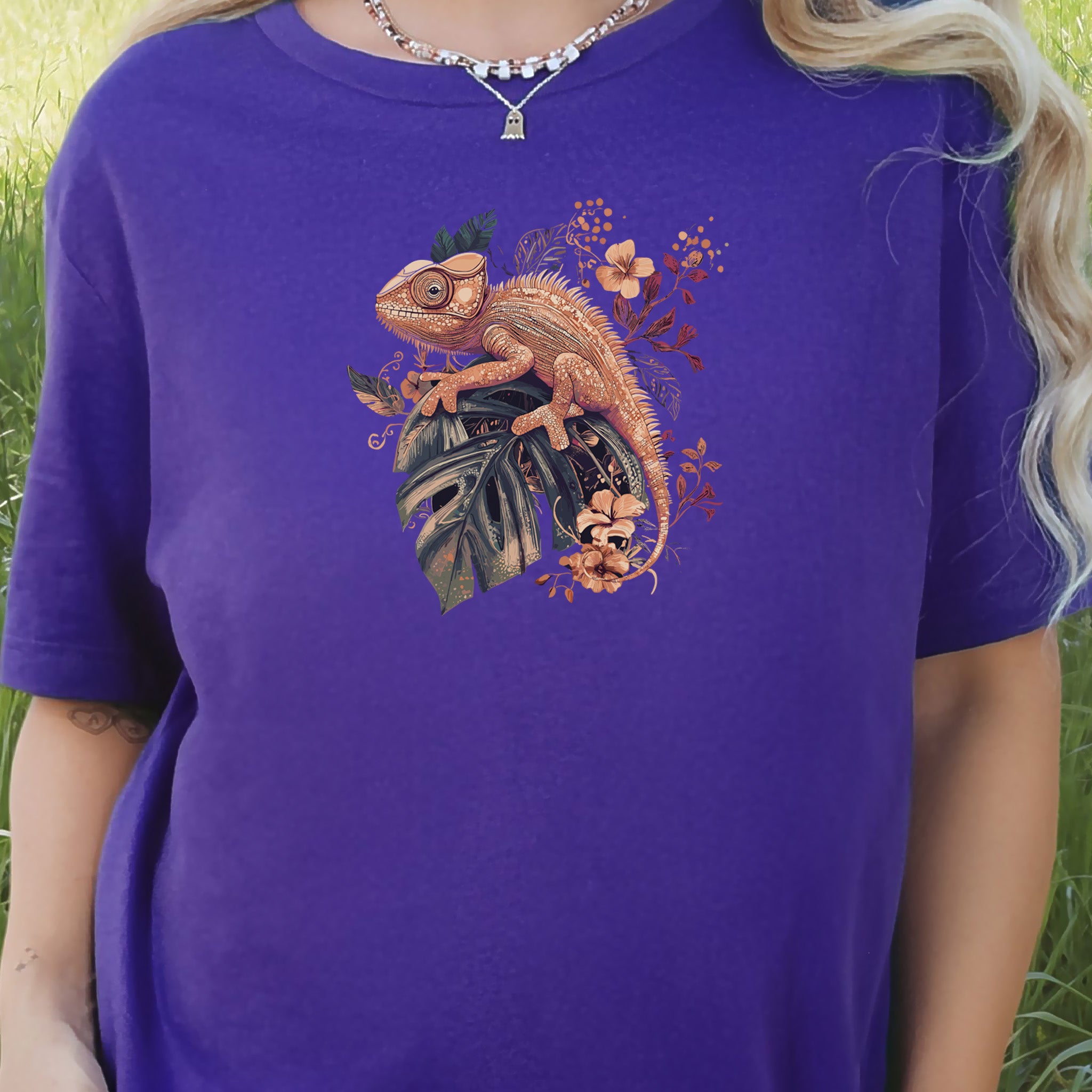Retro Chameleon Floral T-Shirt