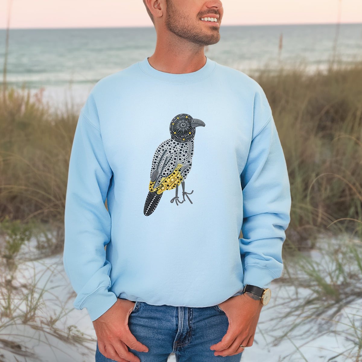 Spotted Bulbul Birdwatching Folk Art Backyard Bird Lover Sweatshirt