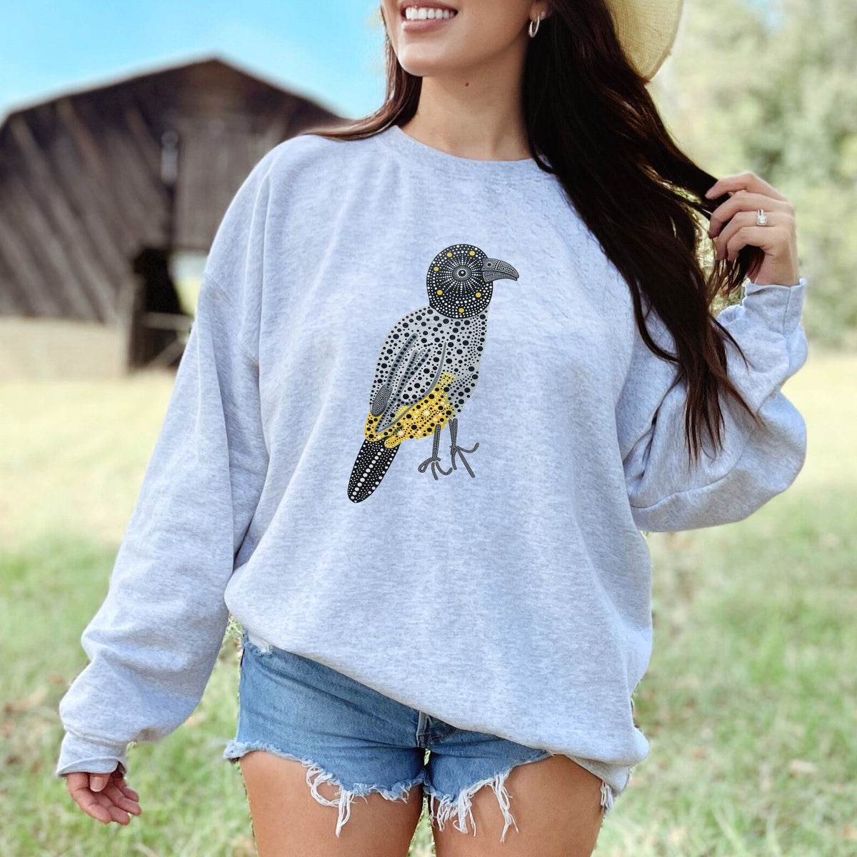 Spotted Bulbul Birdwatching Folk Art Backyard Bird Lover Sweatshirt
