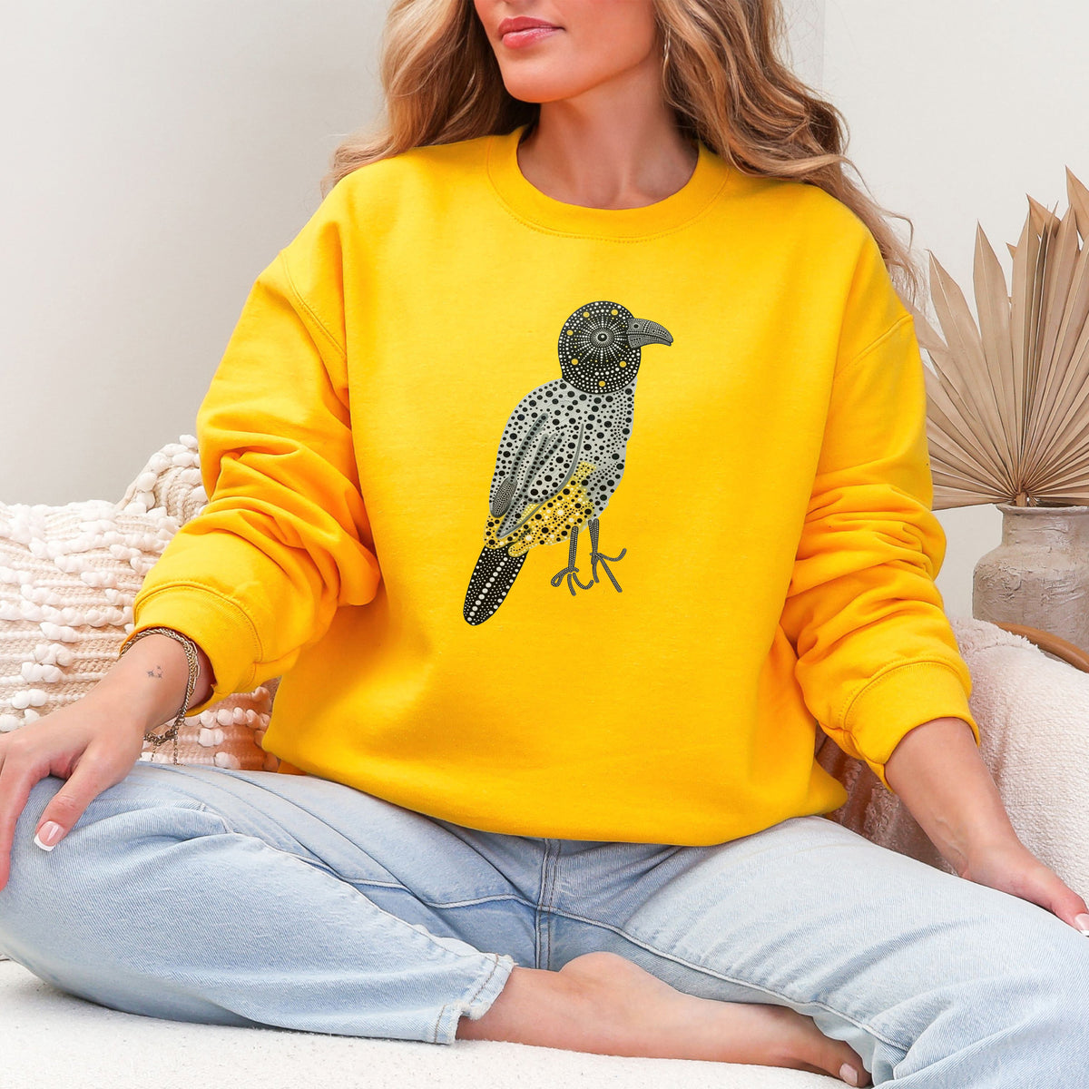 Spotted Bulbul Birdwatching Folk Art Backyard Bird Lover Sweatshirt