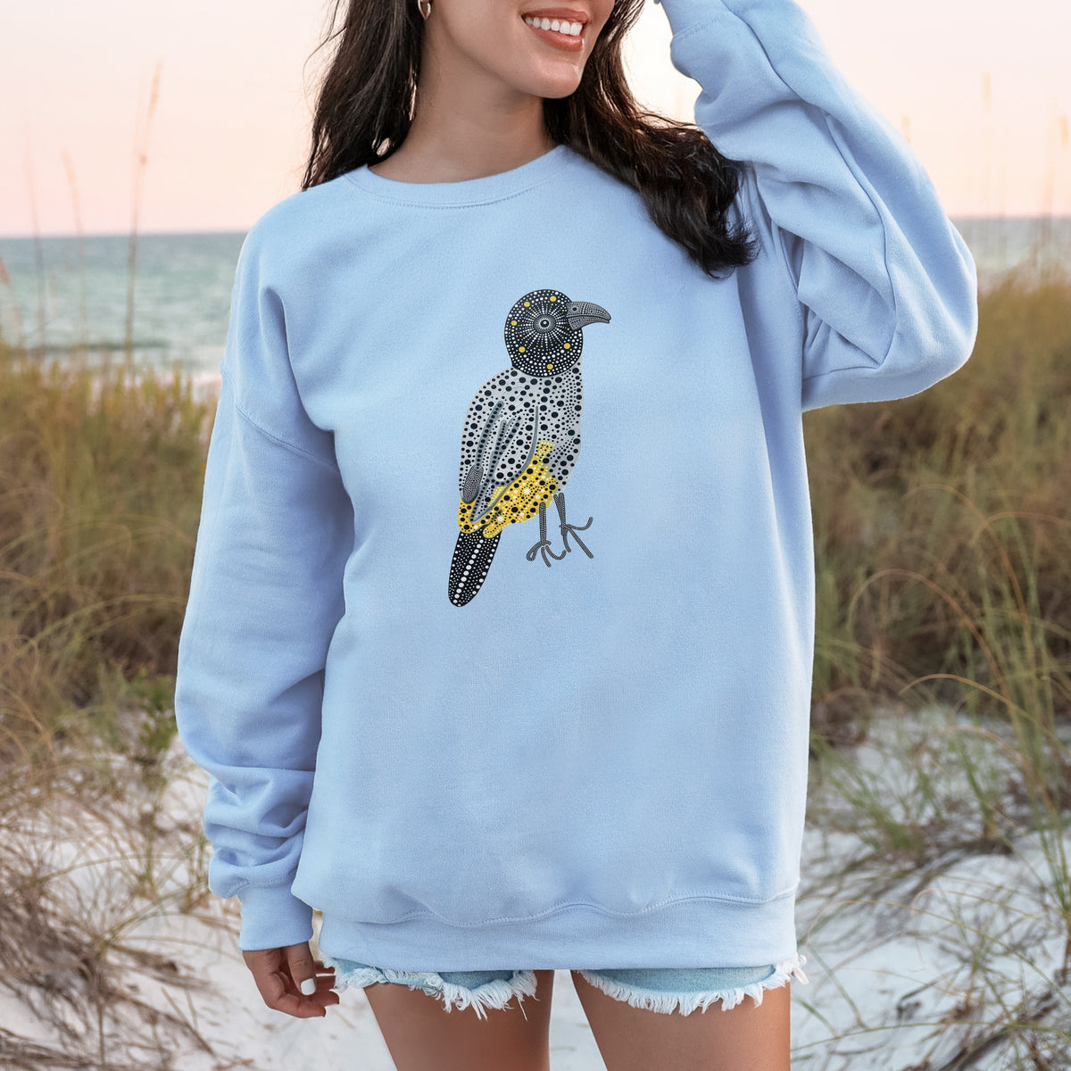 Spotted Bulbul Birdwatching Folk Art Backyard Bird Lover Sweatshirt