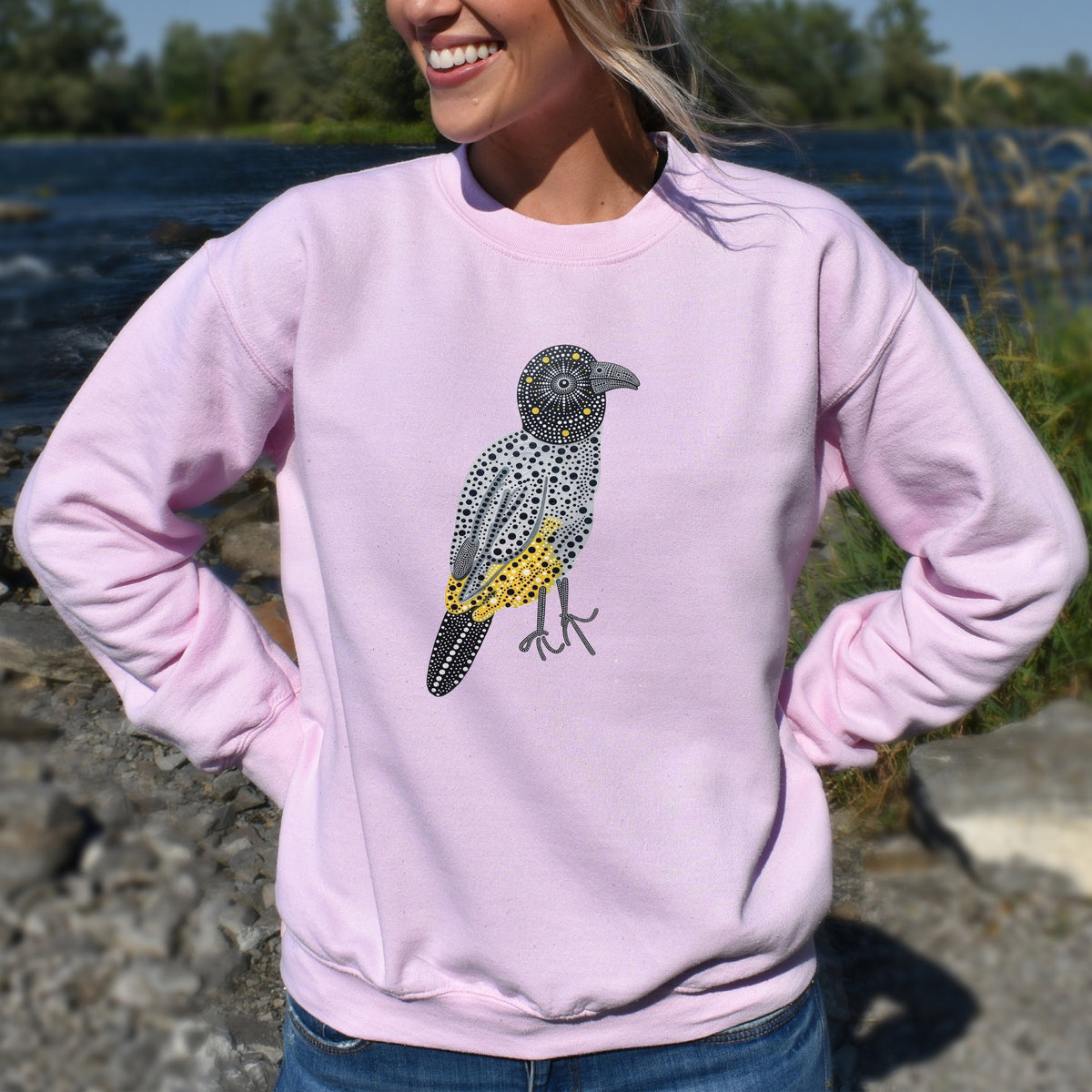 Spotted Bulbul Birdwatching Folk Art Backyard Bird Lover Sweatshirt