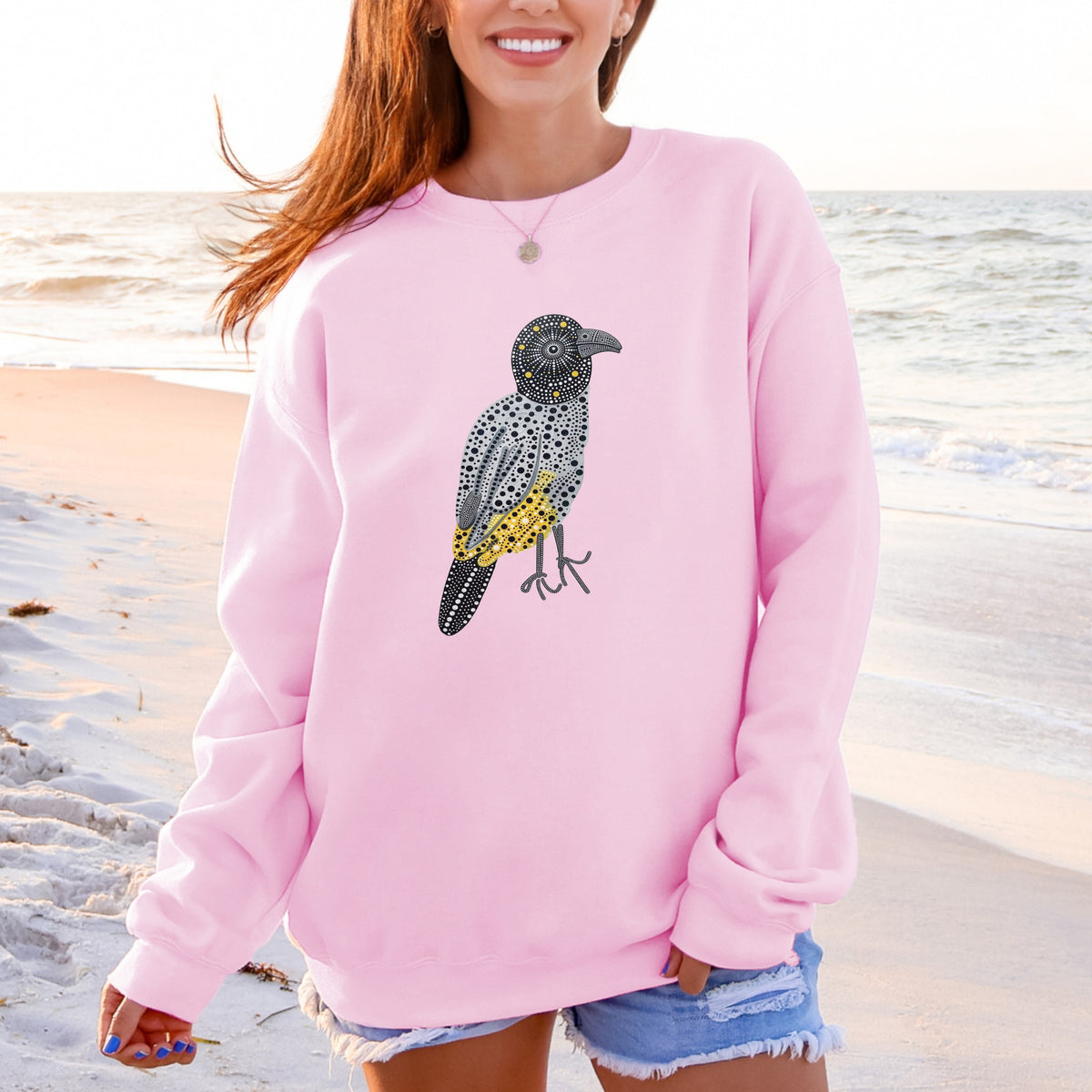 Spotted Bulbul Birdwatching Folk Art Backyard Bird Lover Sweatshirt