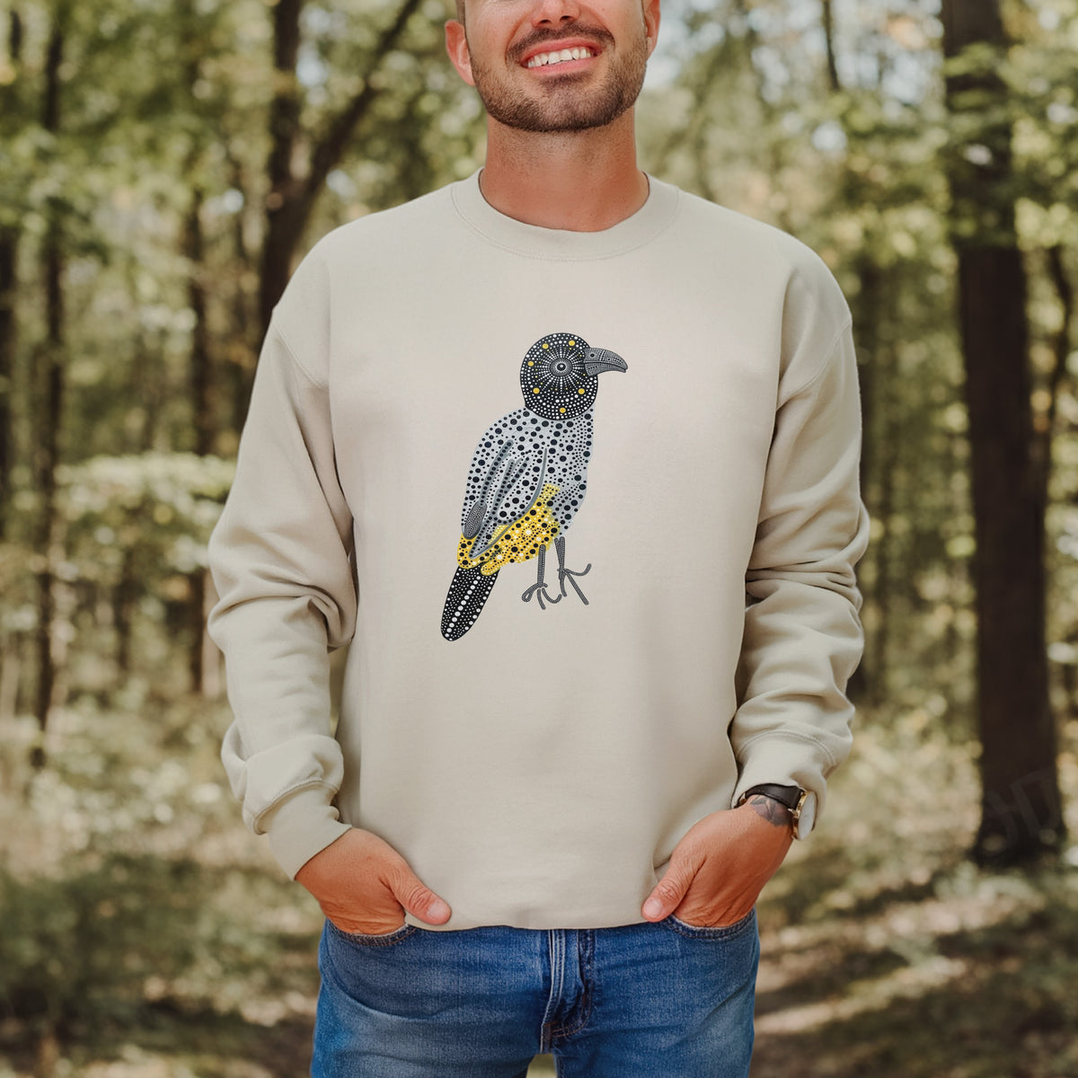 Spotted Bulbul Birdwatching Folk Art Backyard Bird Lover Sweatshirt
