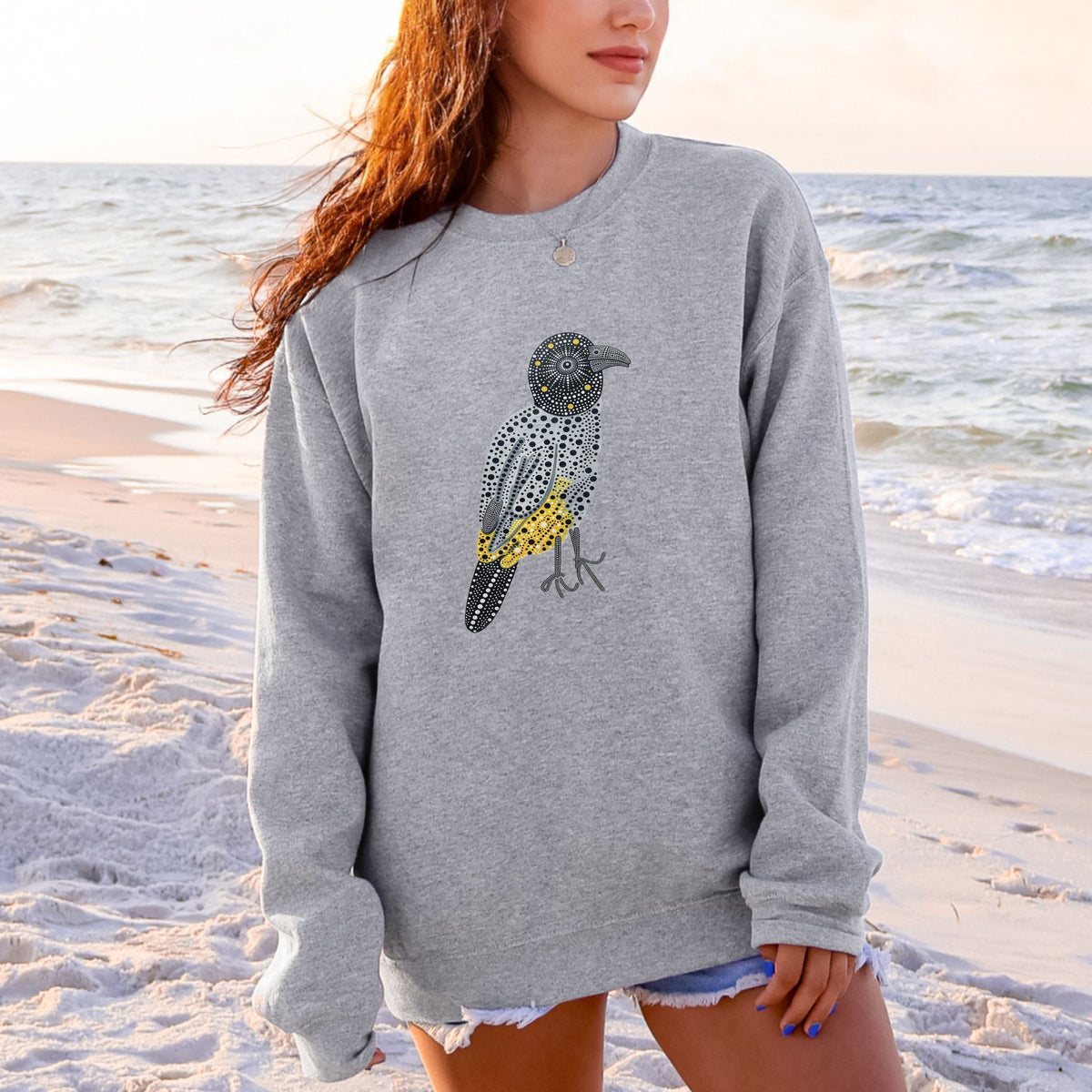 Spotted Bulbul Birdwatching Folk Art Backyard Bird Lover Sweatshirt
