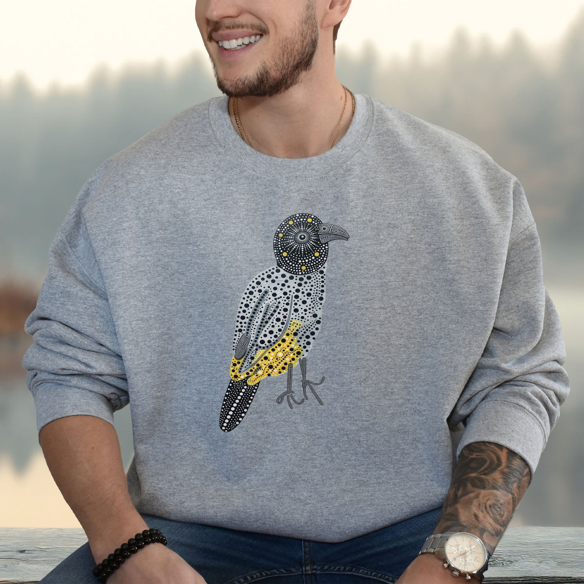 Spotted Bulbul Birdwatching Folk Art Backyard Bird Lover Sweatshirt