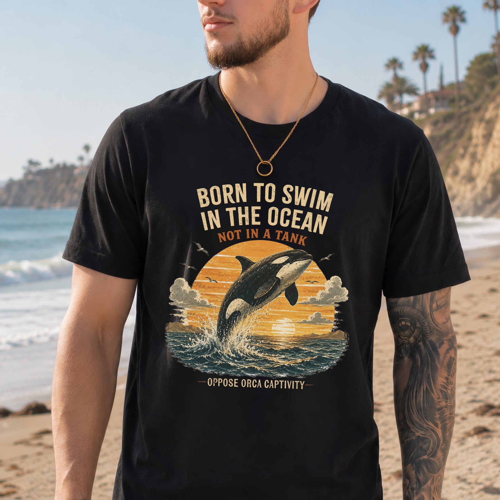 Born to Swim in the Ocean Not in a Tank Orca Whale Advocacy T-Shirt