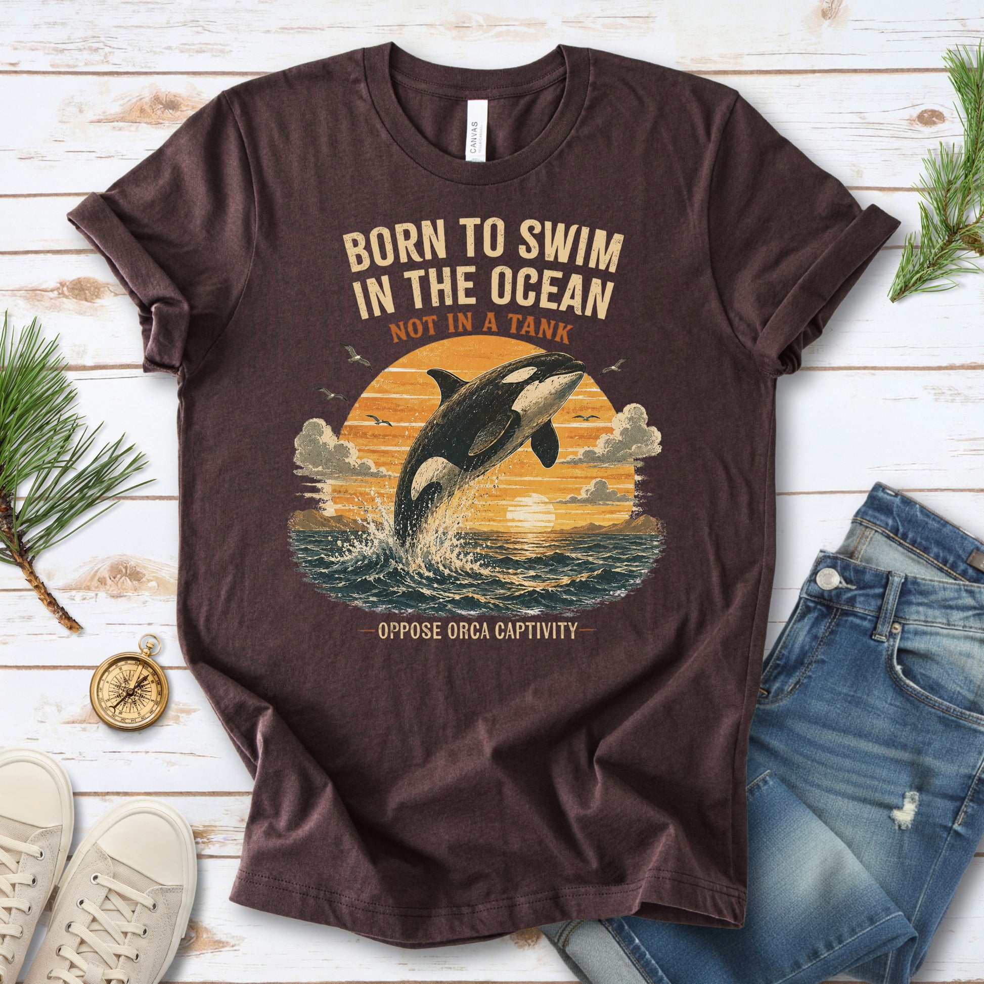 Born to Swim in the Ocean Not in a Tank Orca Whale Advocacy T-Shirt