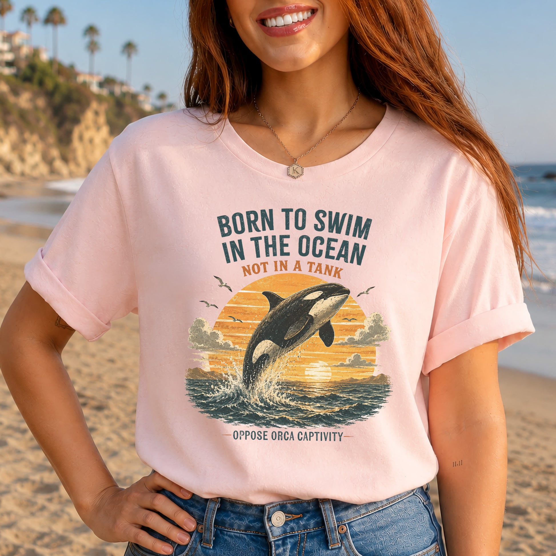 Born to Swim in the Ocean Not in a Tank Orca Whale Advocacy T-Shirt