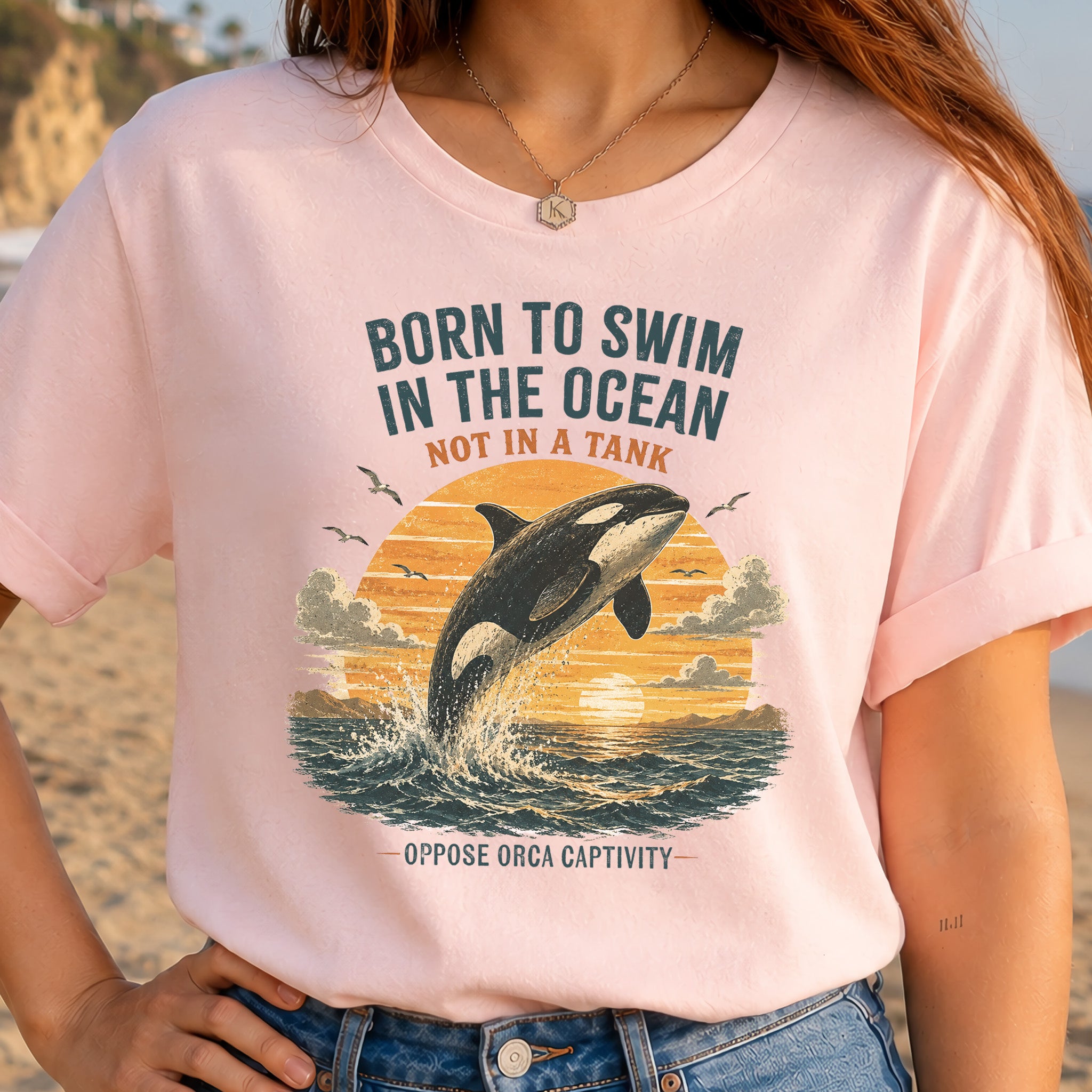 Born to Swim in the Ocean Not in a Tank Orca Whale Advocacy T-Shirt