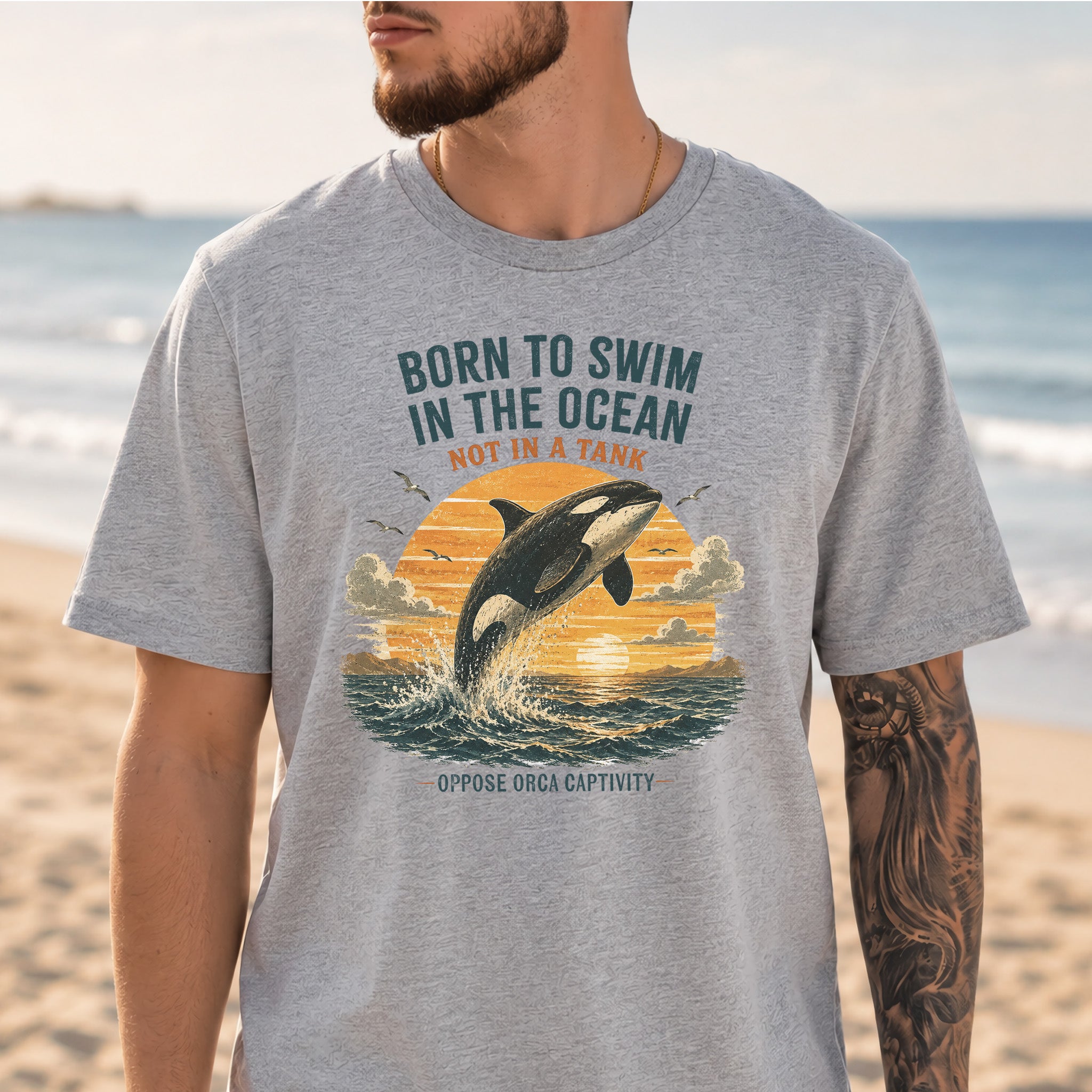 Born to Swim in the Ocean Not in a Tank Orca Whale Advocacy T-Shirt