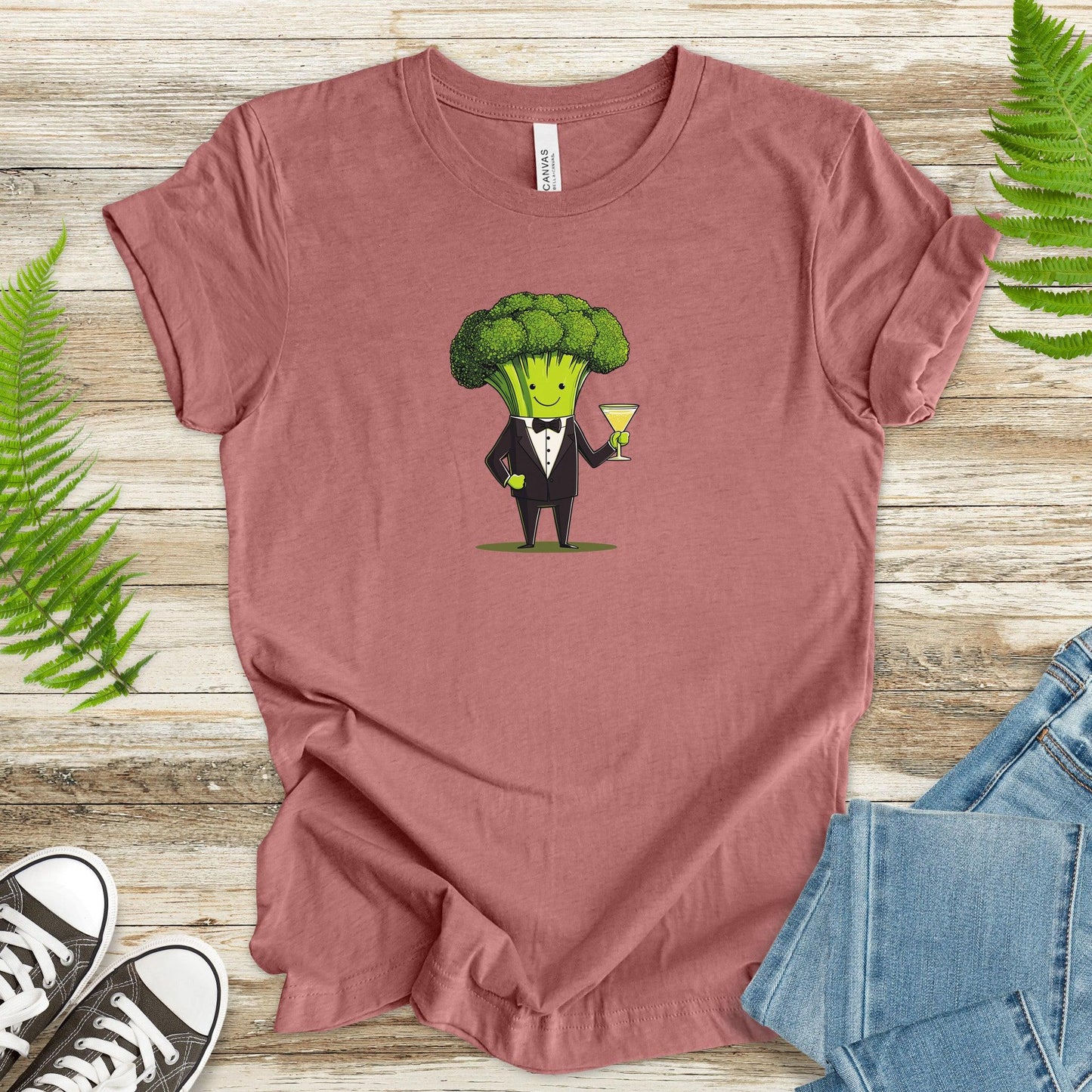 Broccoli Drinking Martini T-Shirt - TShirtree