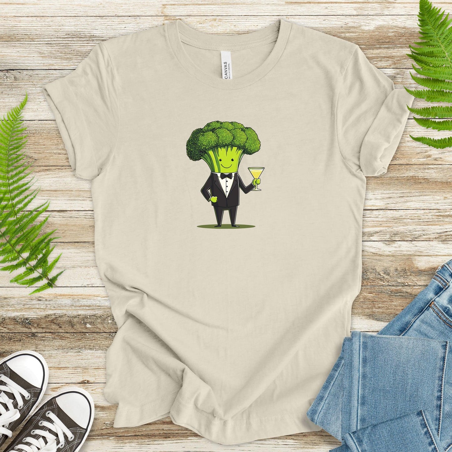 Broccoli Drinking Martini T-Shirt - TShirtree