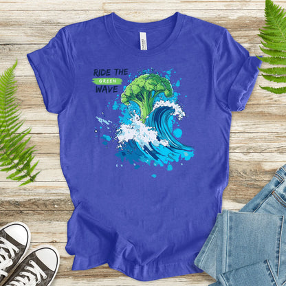 Ride the Green Wave T-Shirt – Surfing Broccoli Fun Design - TShirtree