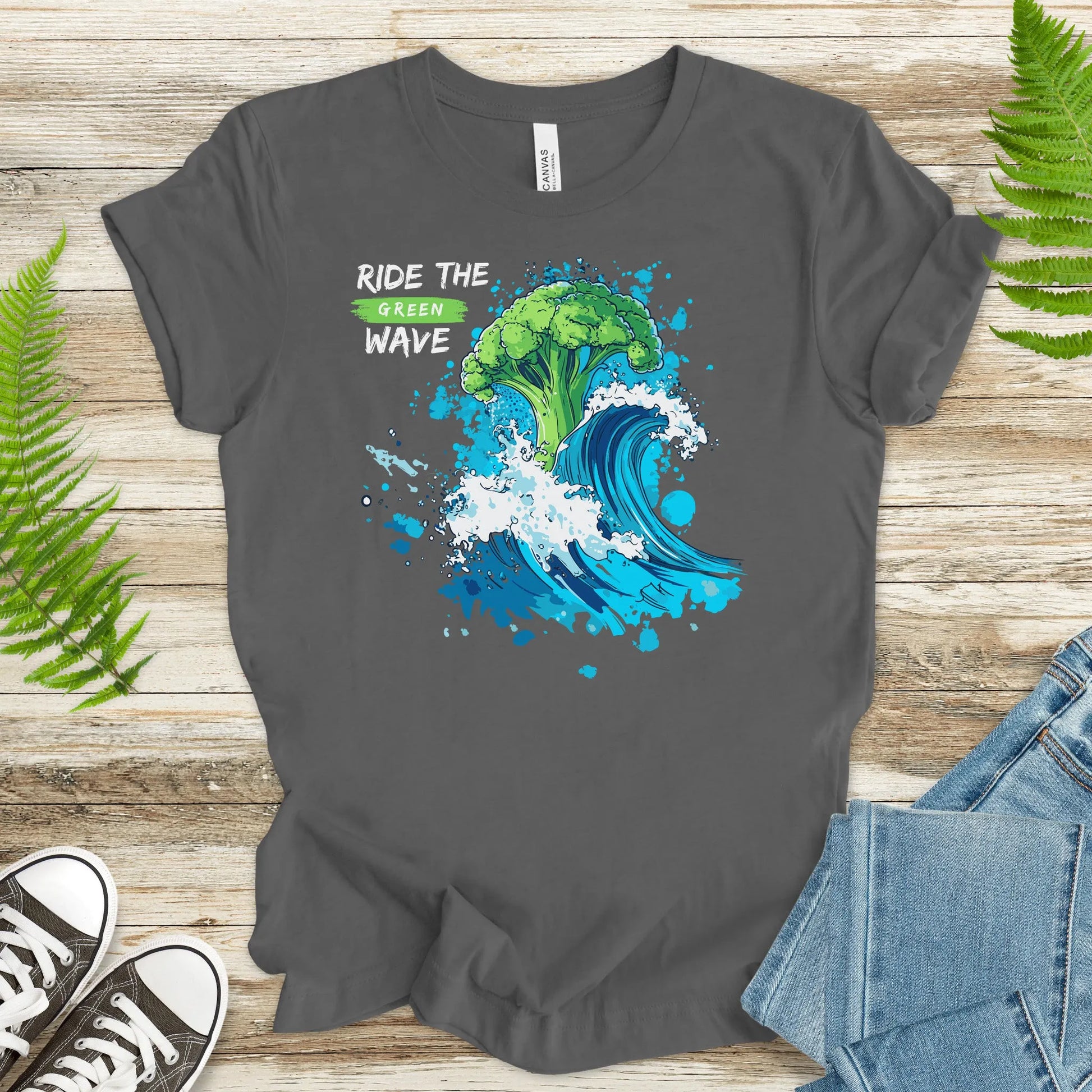 Ride the Green Wave T-Shirt – Surfing Broccoli Fun Design - TShirtree