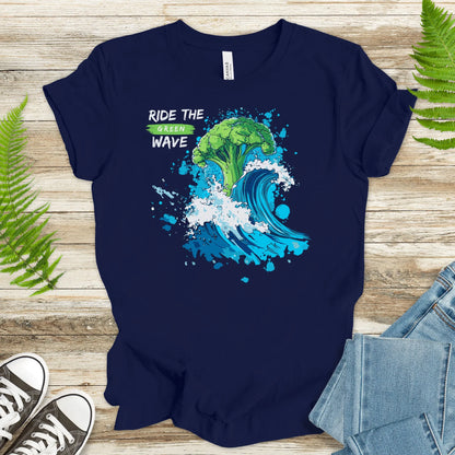 Ride the Green Wave T-Shirt – Surfing Broccoli Fun Design - TShirtree