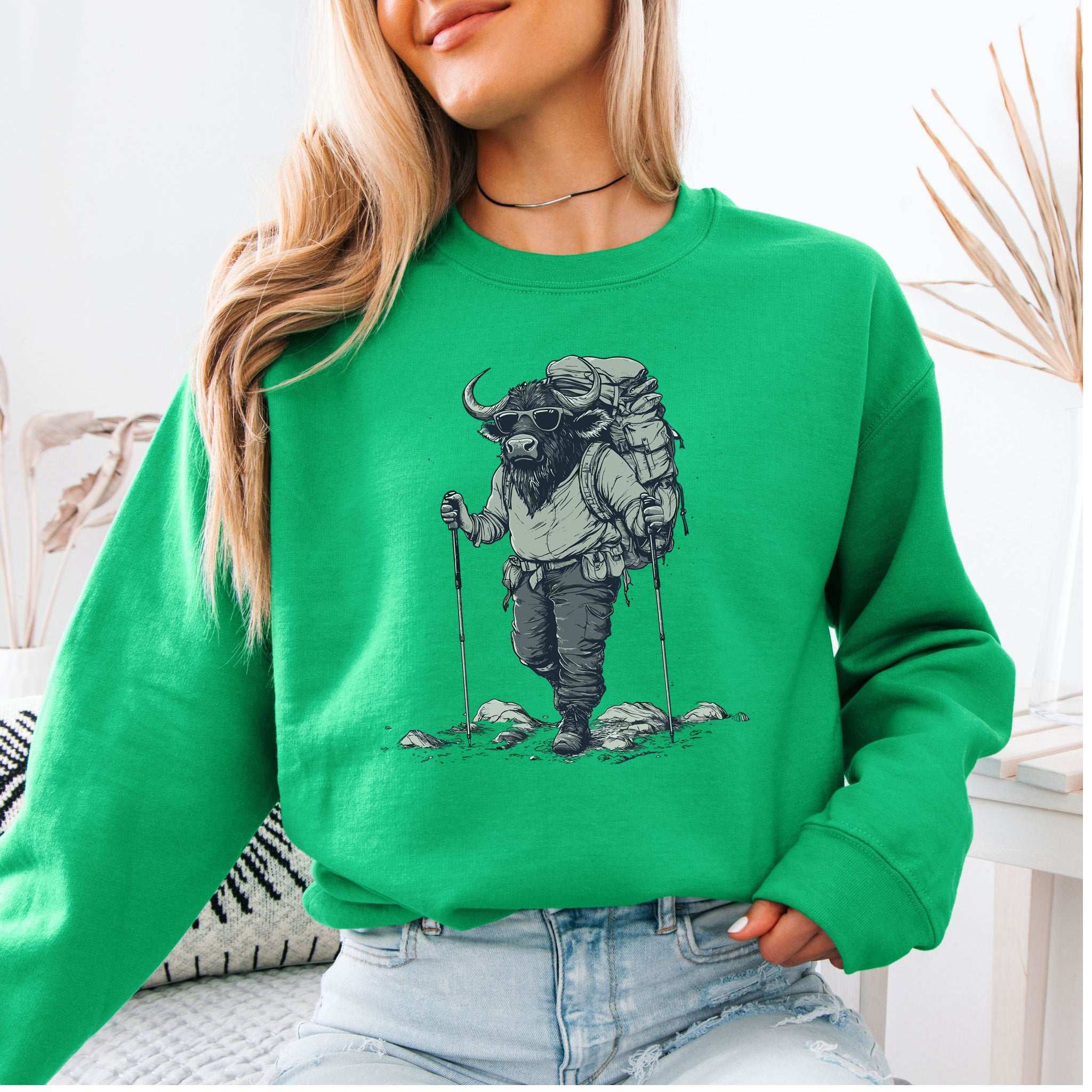 Hiking Buffalo Sweatshirt – Rugged Nature Gift for Wild Trail Lovers