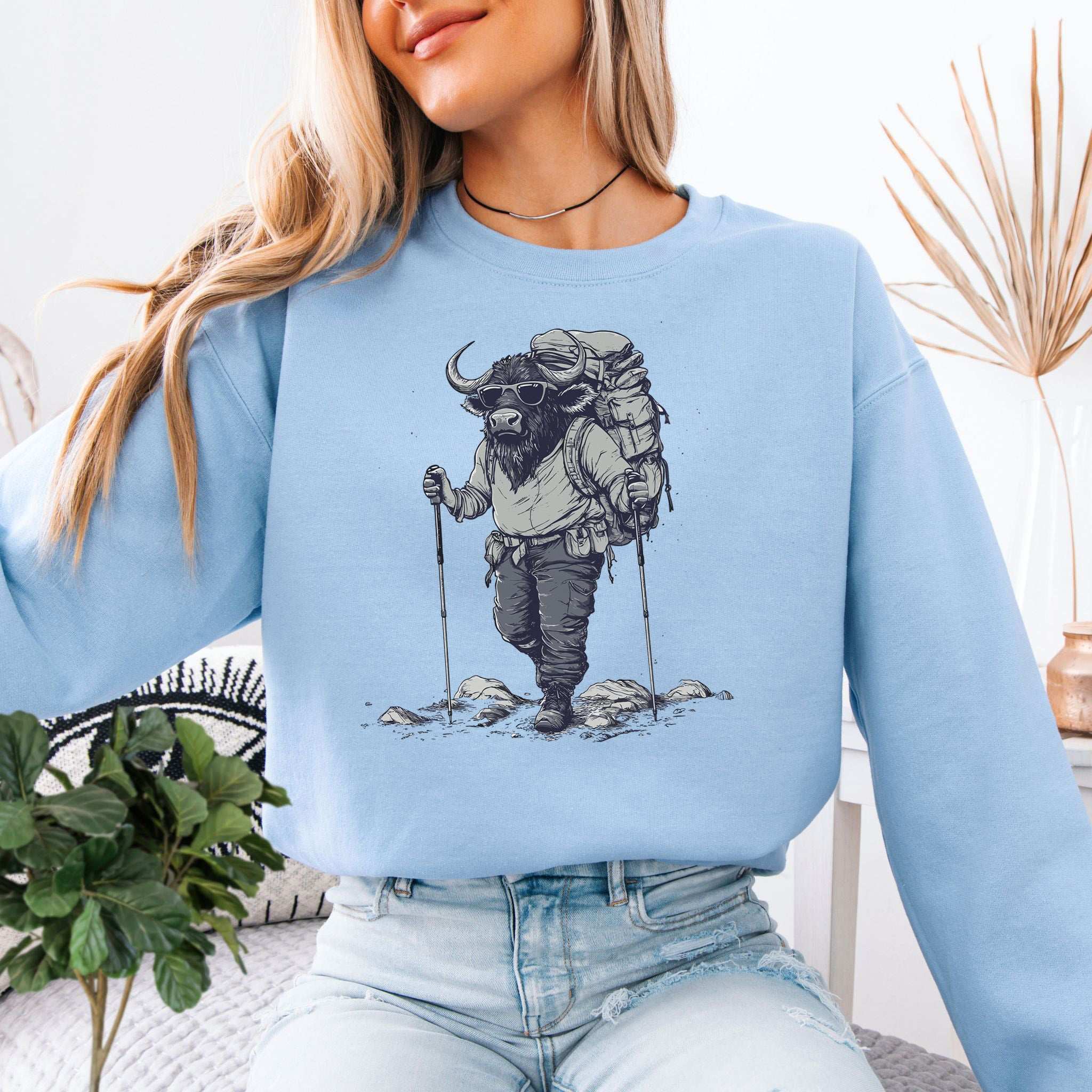 Hiking Buffalo Sweatshirt – Rugged Nature Gift for Wild Trail Lovers