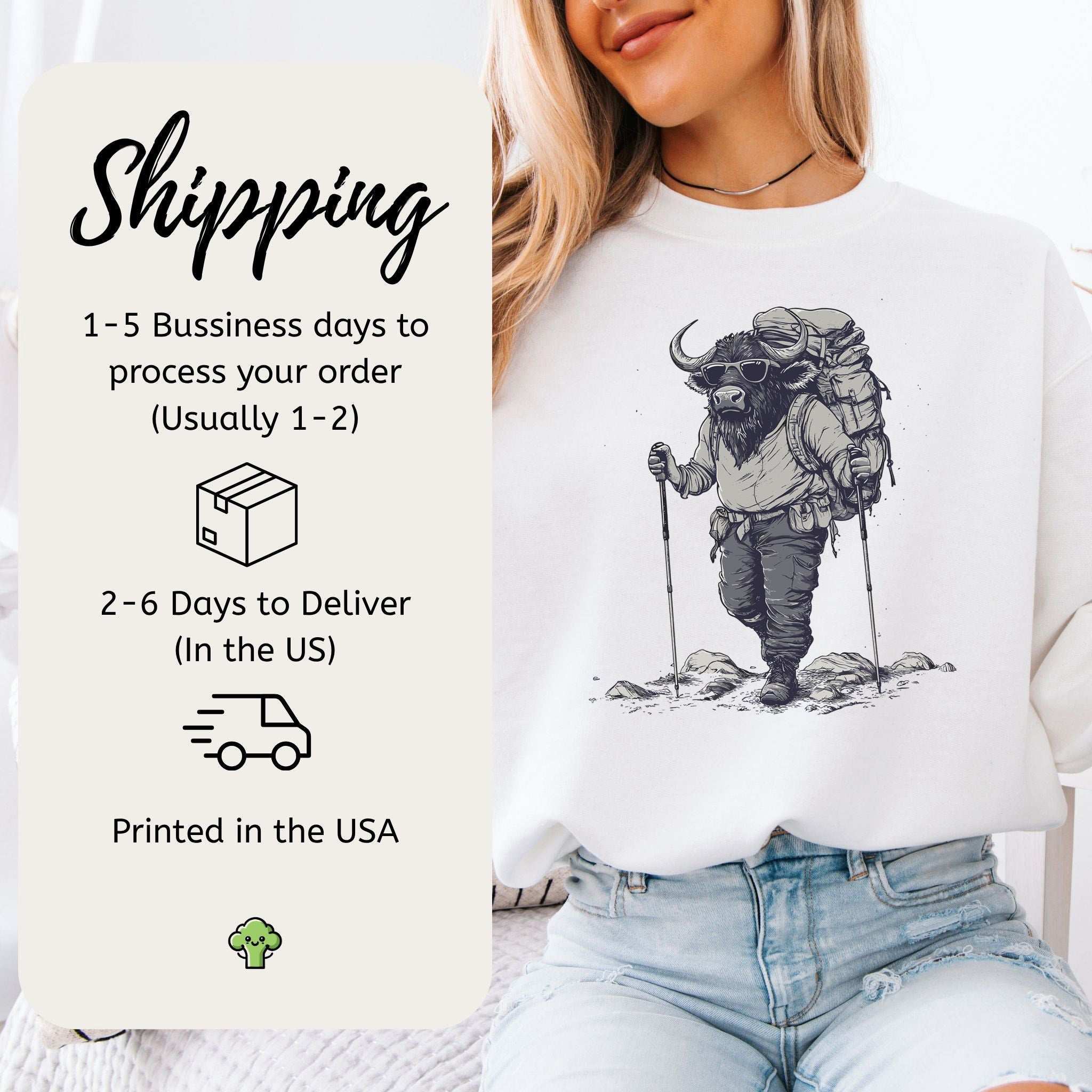 Hiking Buffalo Sweatshirt – Rugged Nature Gift for Wild Trail Lovers
