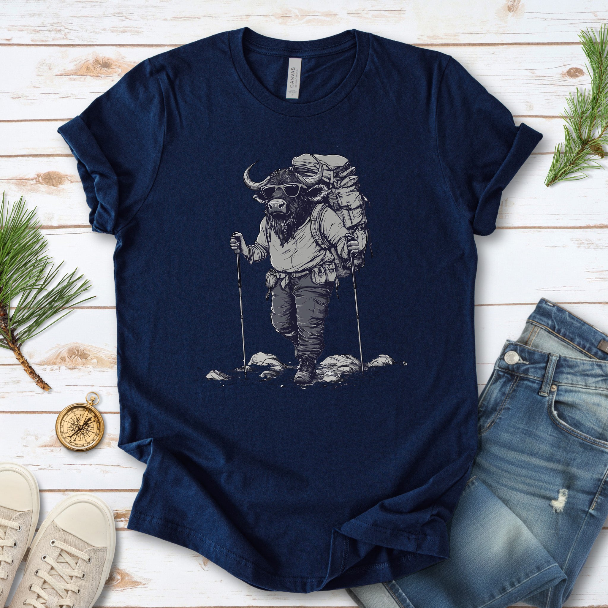 Adventurous Buffalo Hiking T-Shirt