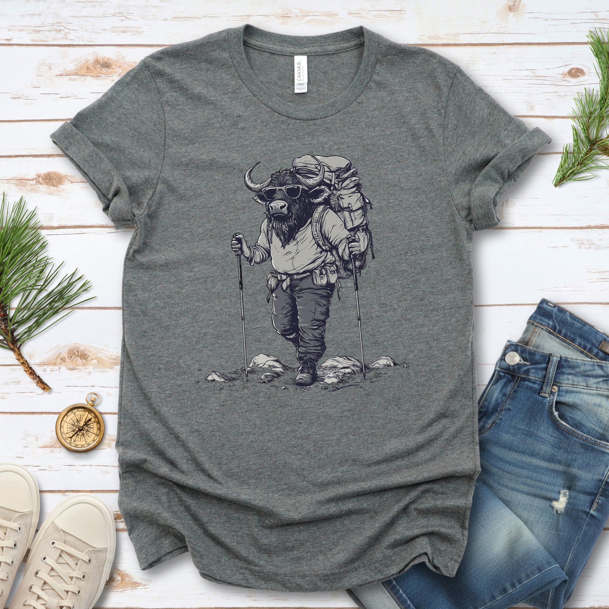 Adventurous Buffalo Hiking T-Shirt