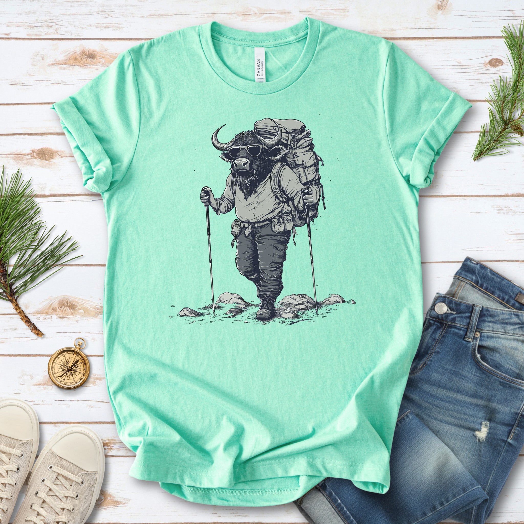 Adventurous Buffalo Hiking T-Shirt