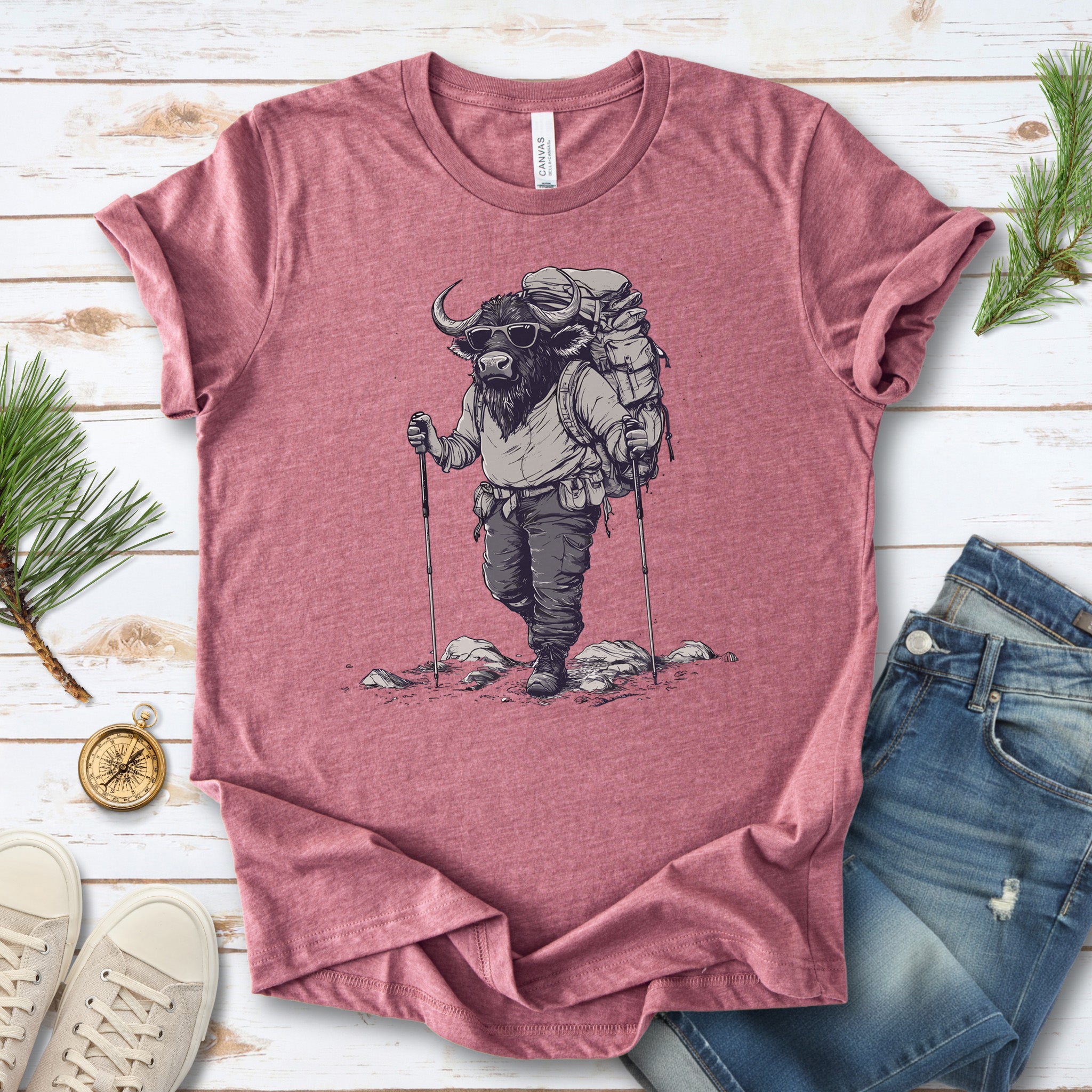 Adventurous Buffalo Hiking T-Shirt