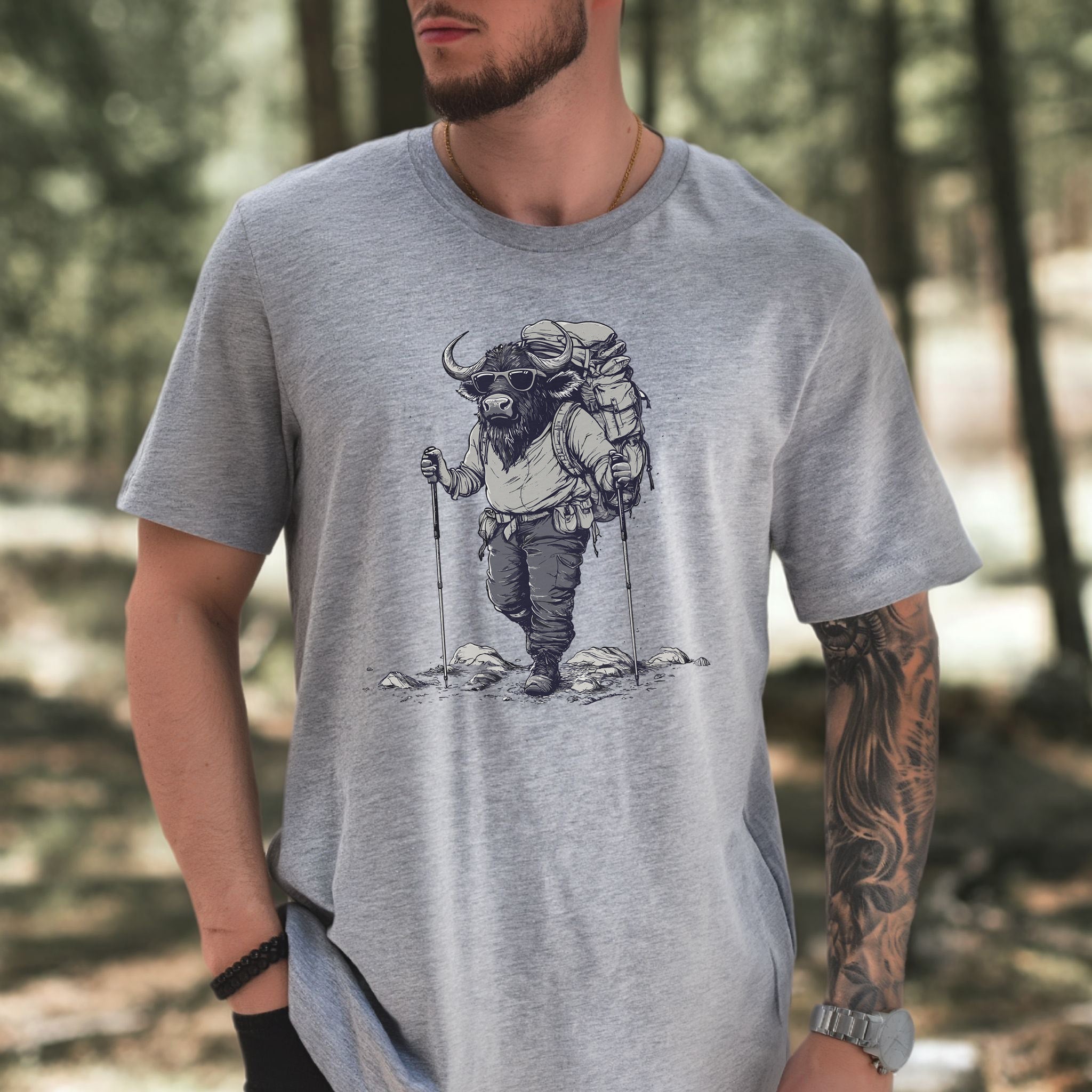 Adventurous Buffalo Hiking T-Shirt