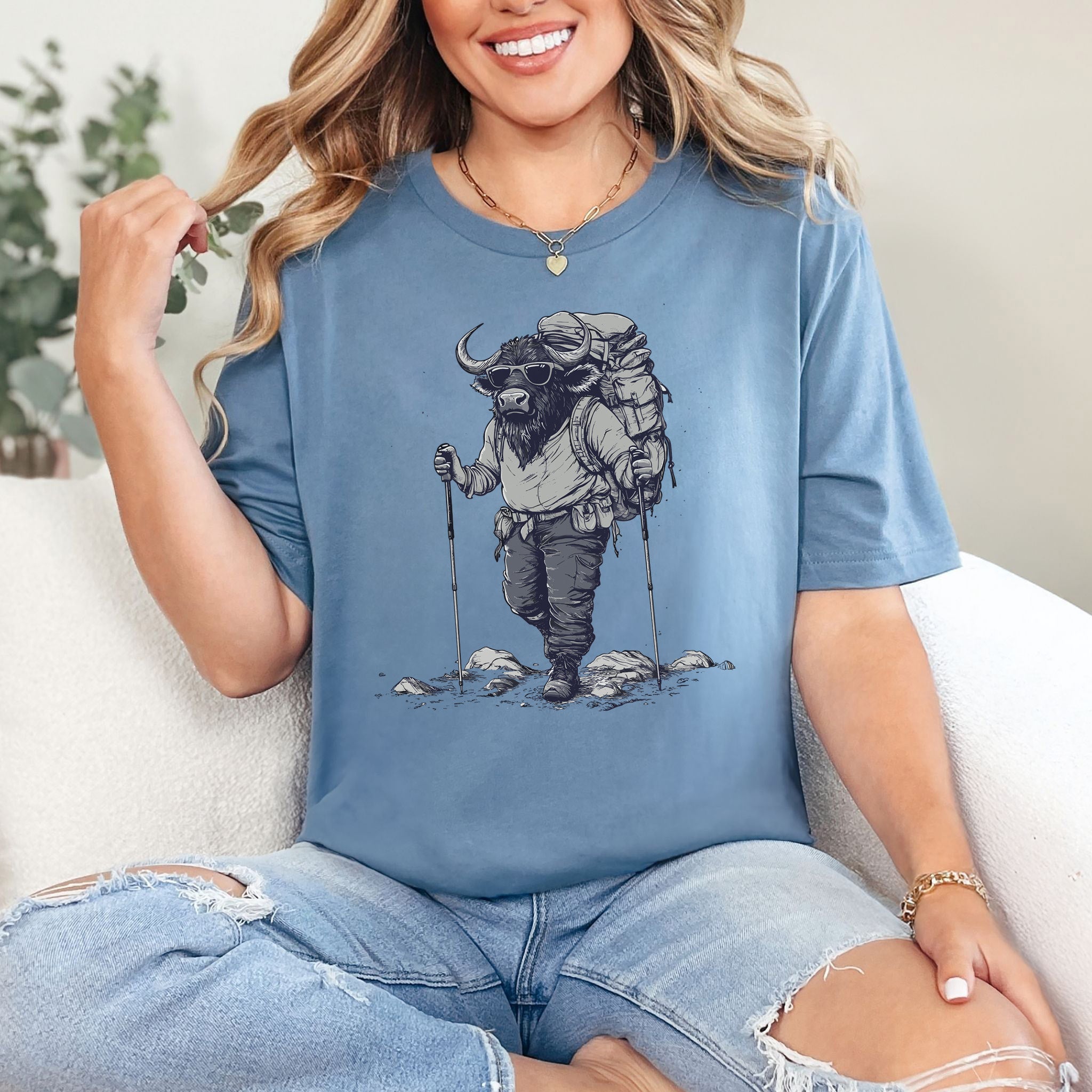 Adventurous Buffalo Hiking T-Shirt