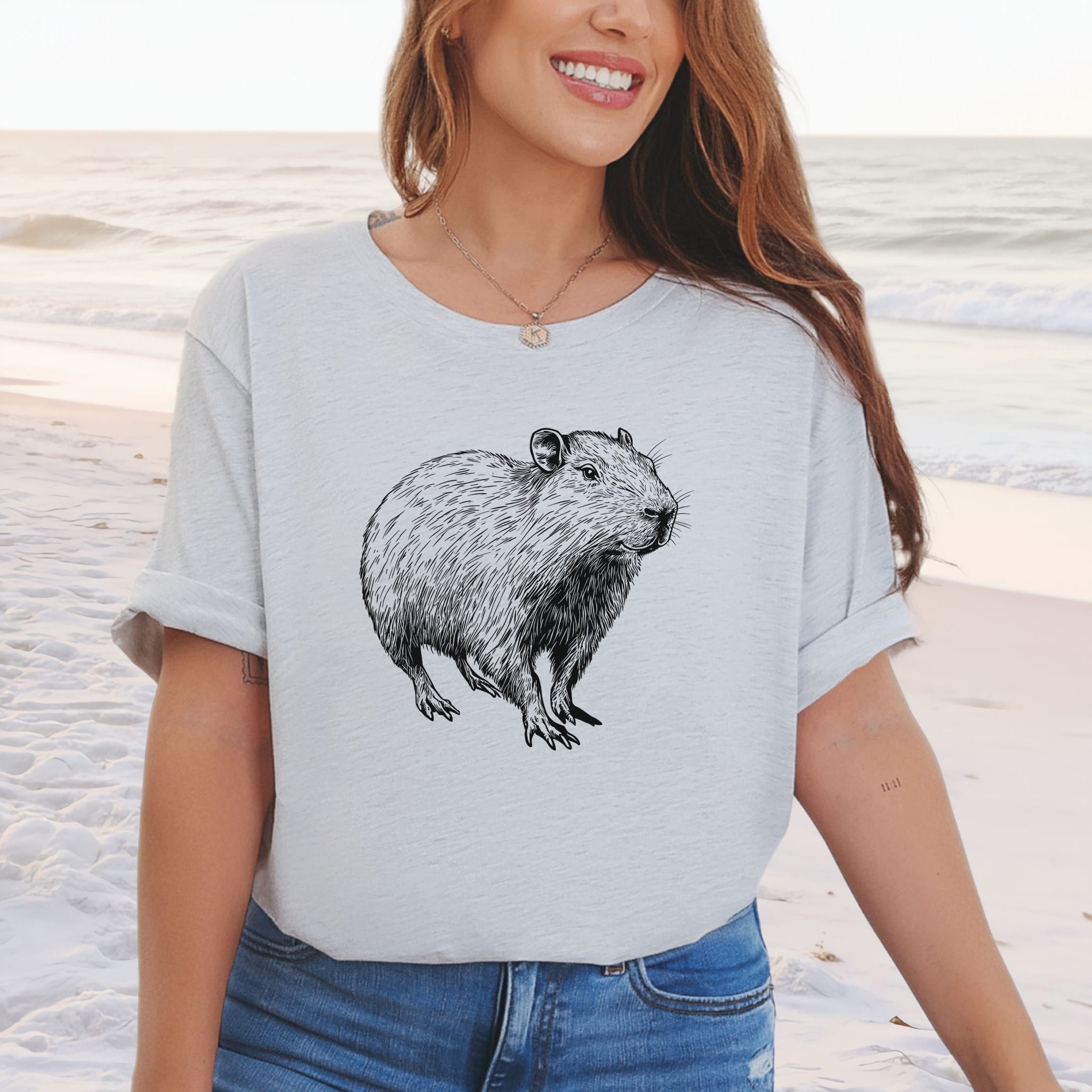 Capybara Sketch T-Shirt Retro Line Art Gift for Cool Capybara Lovers