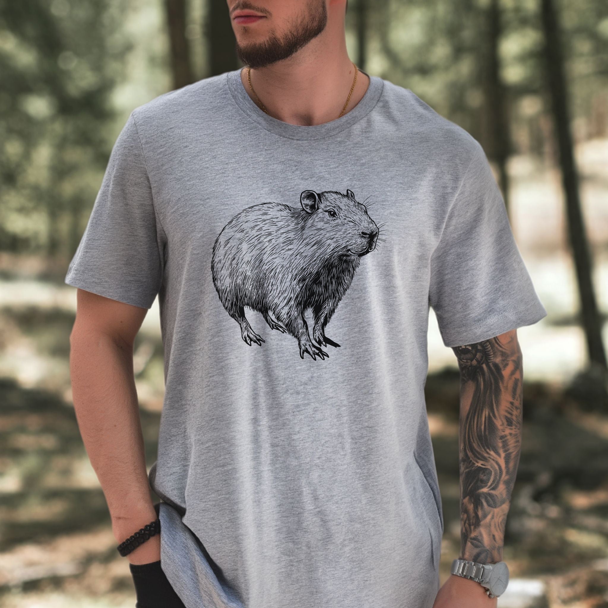 Capybara Sketch T-Shirt Retro Line Art Gift for Cool Capybara Lovers