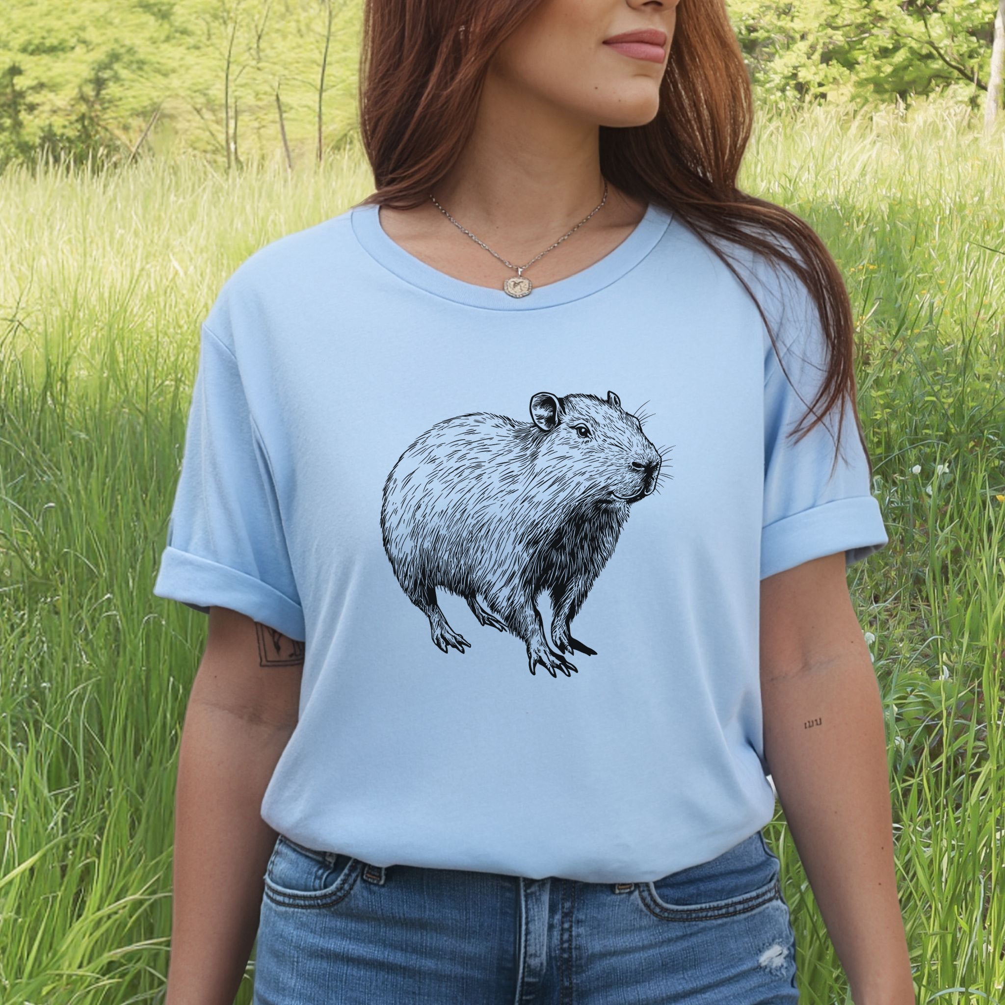 Capybara Sketch T-Shirt Retro Line Art Gift for Cool Capybara Lovers