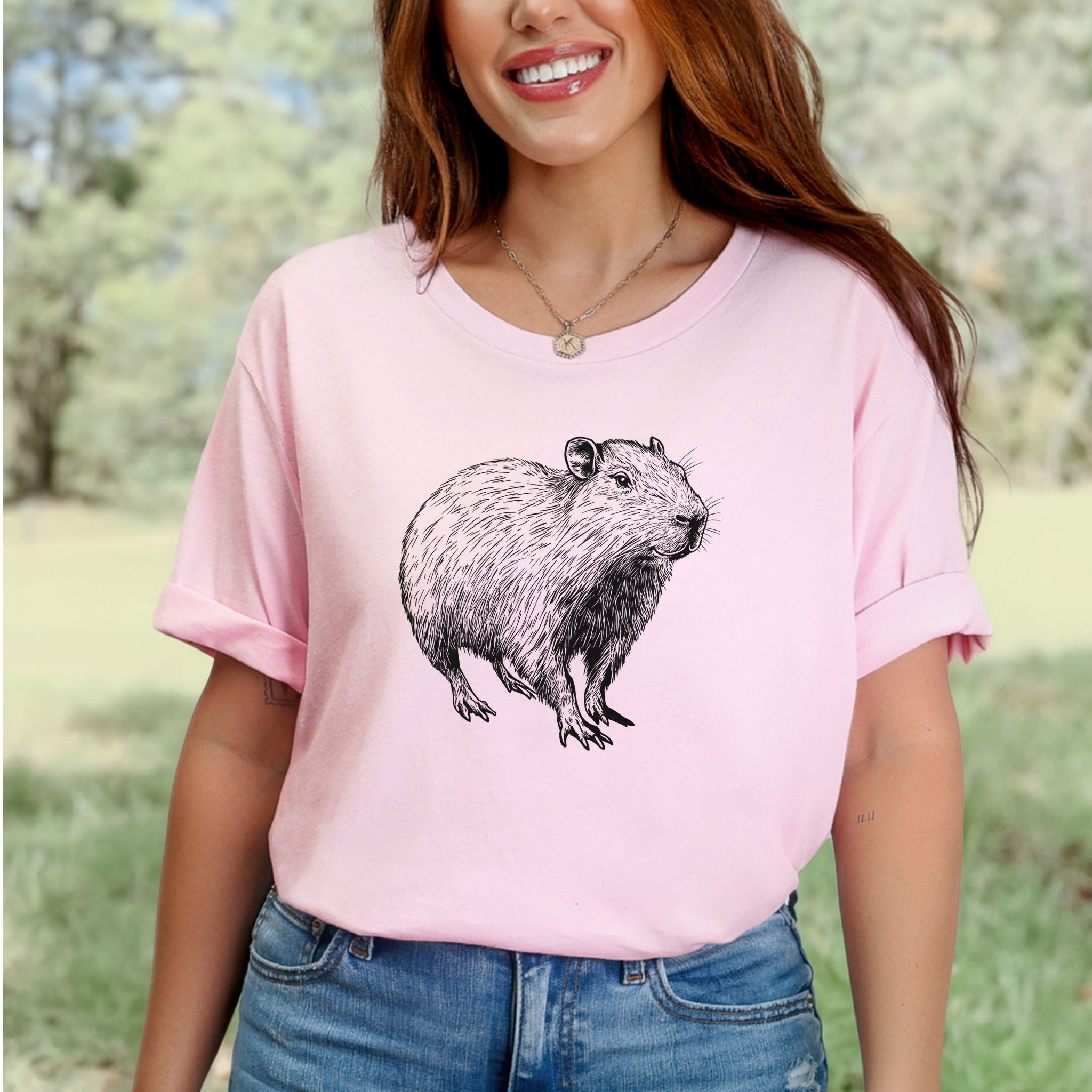 Capybara Sketch T-Shirt Retro Line Art Gift for Cool Capybara Lovers