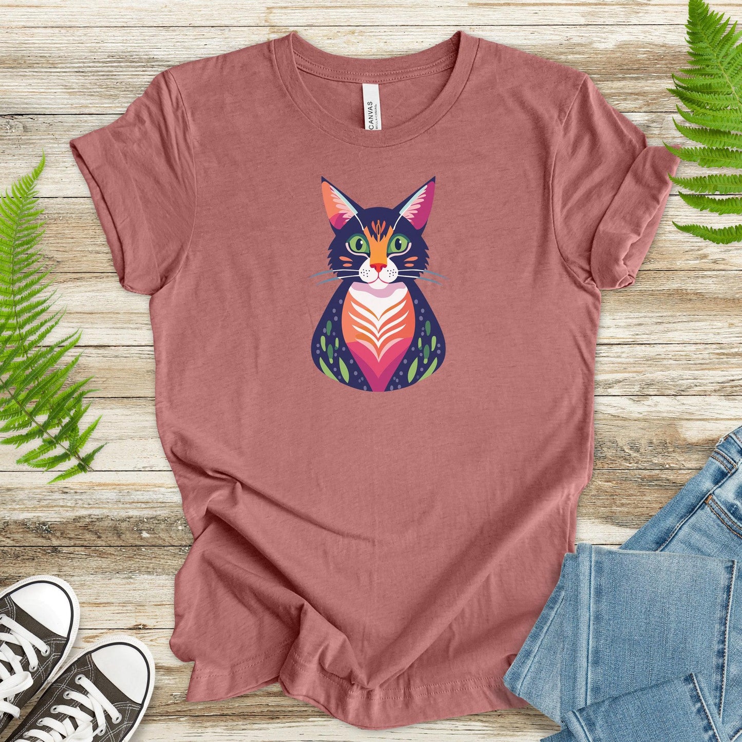 Colorful Cat Portrait T-Shirt - TShirtree