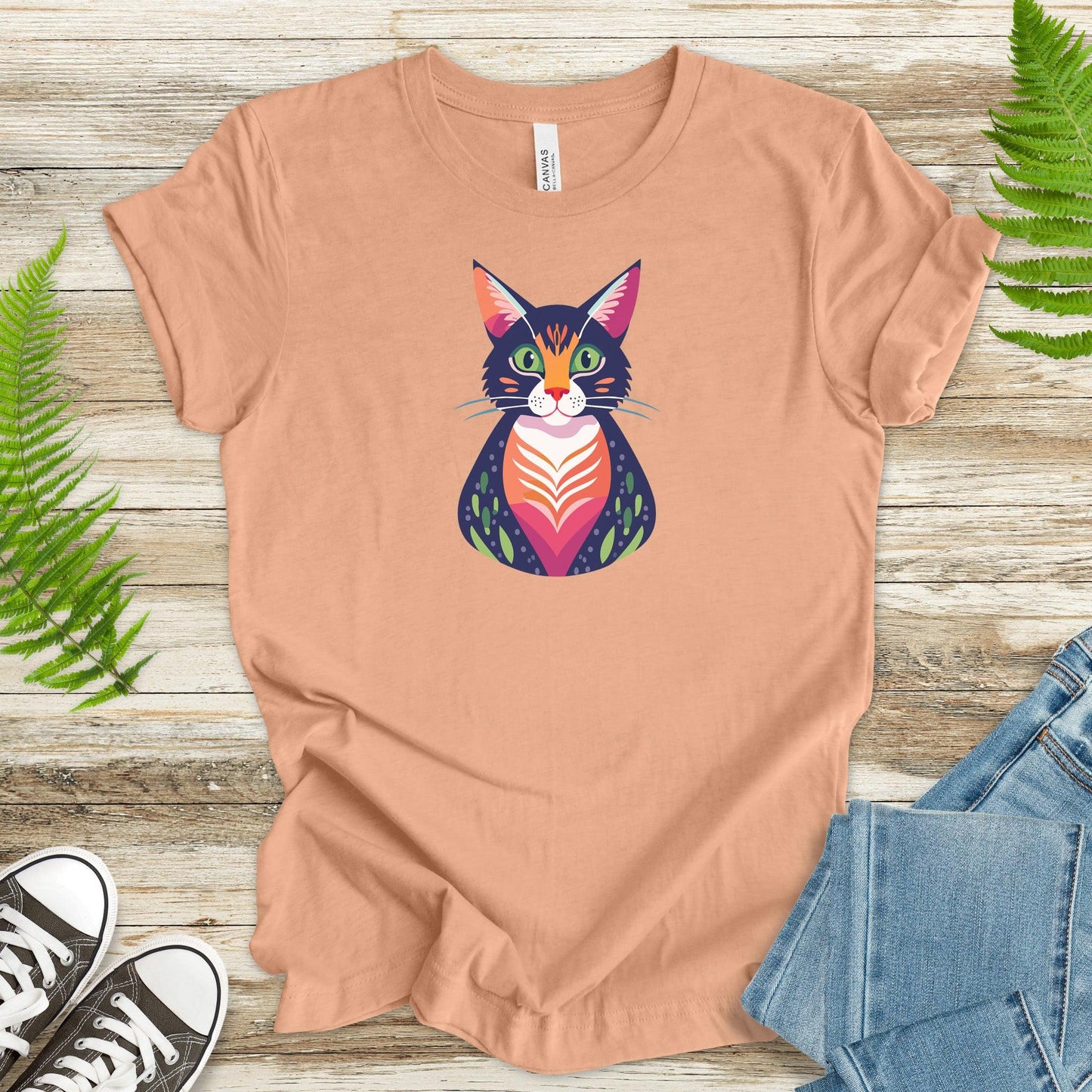 Colorful Cat Portrait T-Shirt - TShirtree