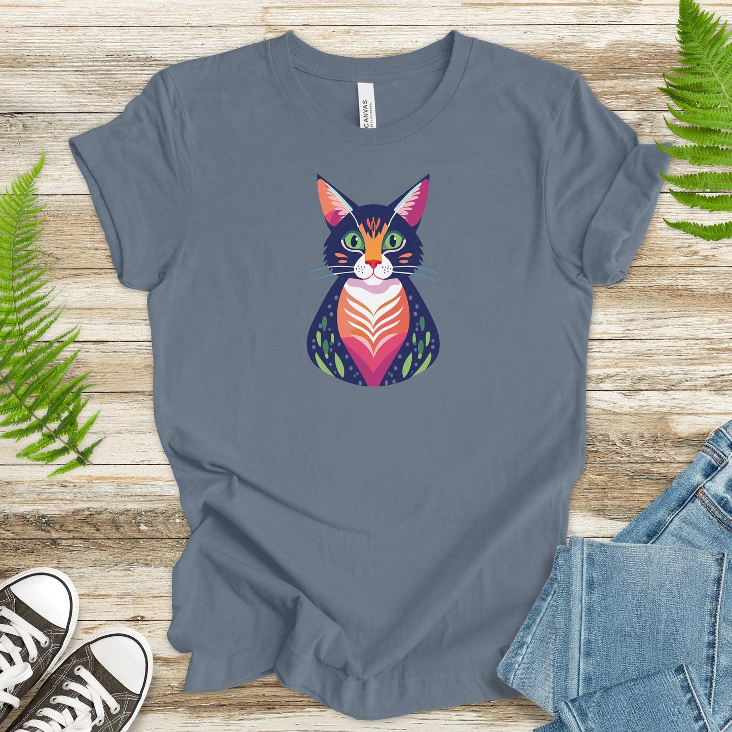 Colorful Cat Portrait T-Shirt - TShirtree