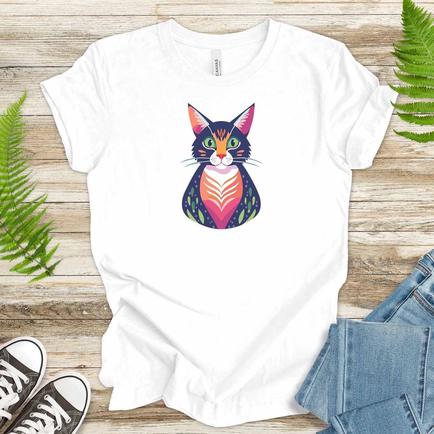 Colorful Cat Portrait T-Shirt - TShirtree