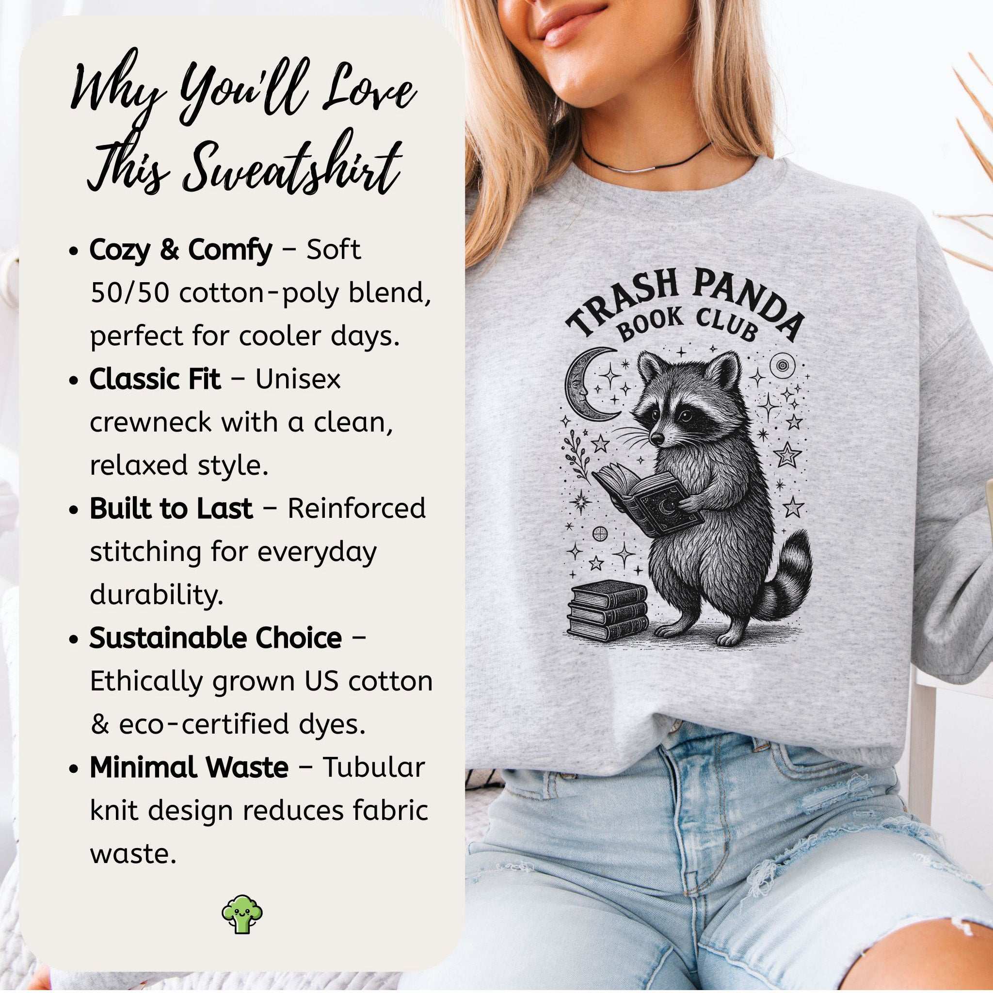 Raccoon Book Club Sweatshirt – Trash Panda Reader Gift for Nerdy Animal Fans