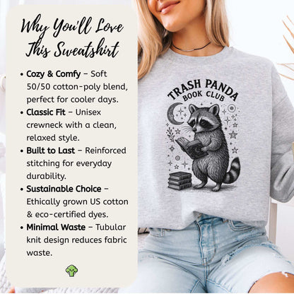Raccoon Book Club Sweatshirt – Trash Panda Reader Gift for Nerdy Animal Fans