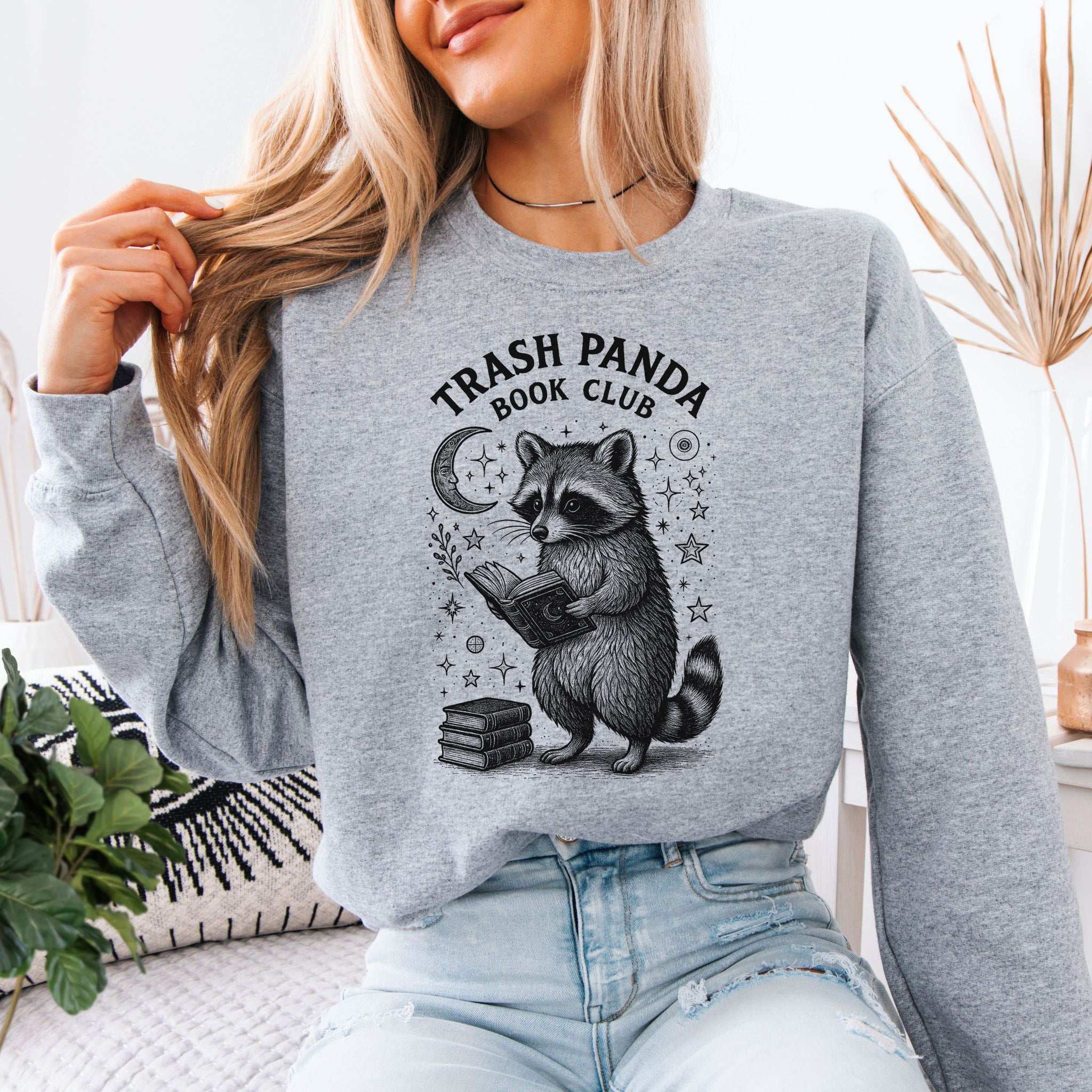 Raccoon Book Club Sweatshirt – Trash Panda Reader Gift for Nerdy Animal Fans