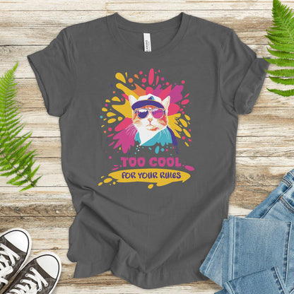 Cat with Sunglasses Too Cool T-Shirt - TShirtree