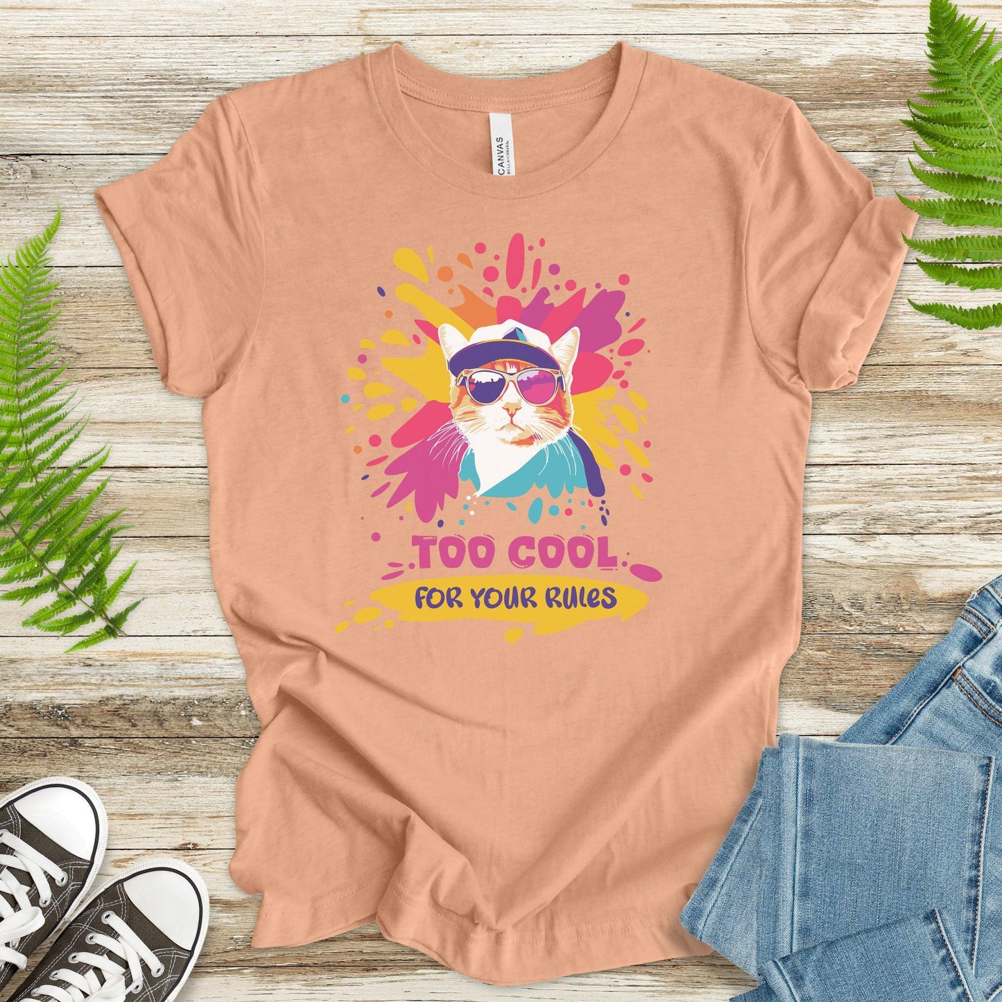 Cat with Sunglasses Too Cool T-Shirt - TShirtree