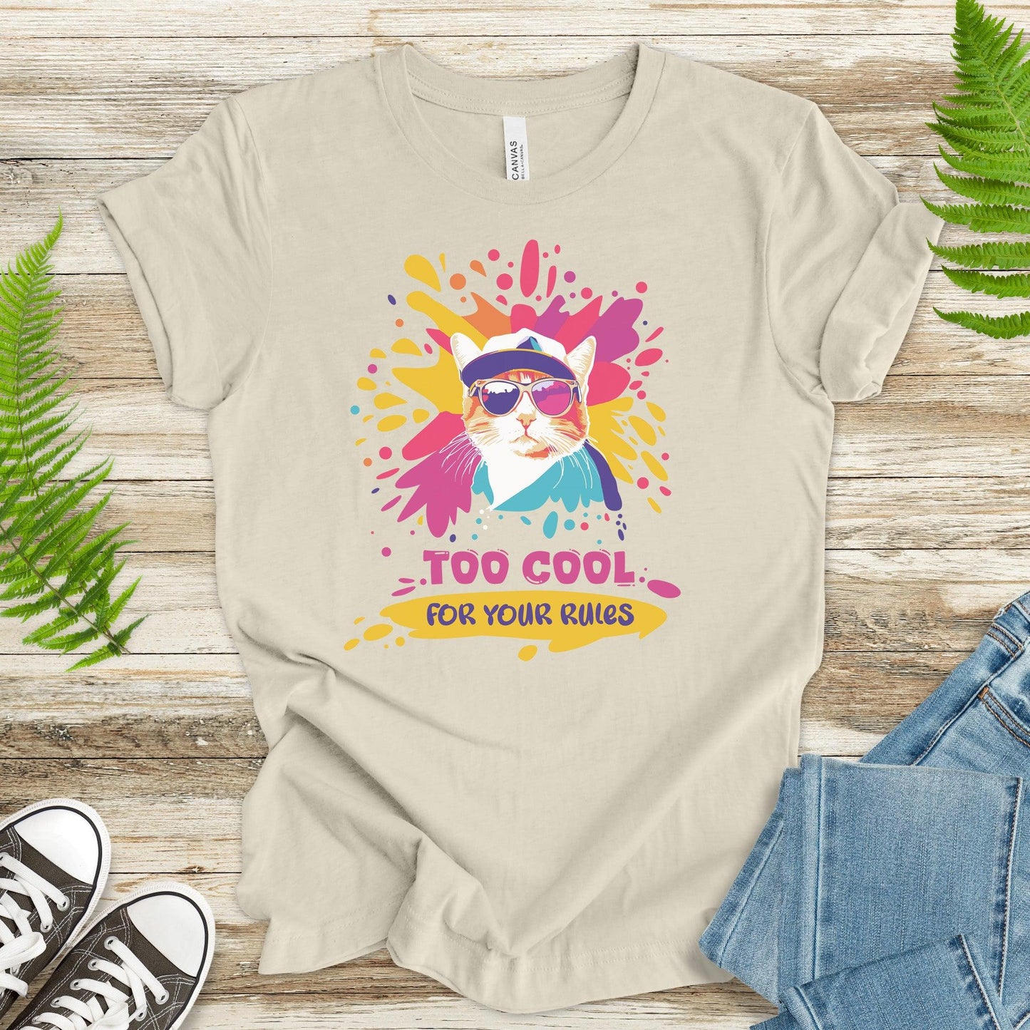 Cat with Sunglasses Too Cool T-Shirt - TShirtree