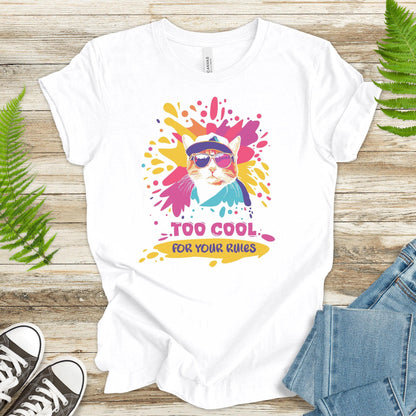 Cat with Sunglasses Too Cool T-Shirt - TShirtree