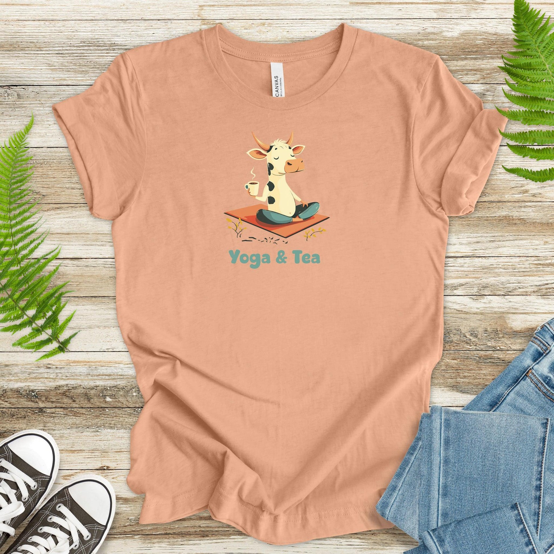 Yoga & Tea T-Shirt – Cow Zen Meets Sip Bliss - TShirtree