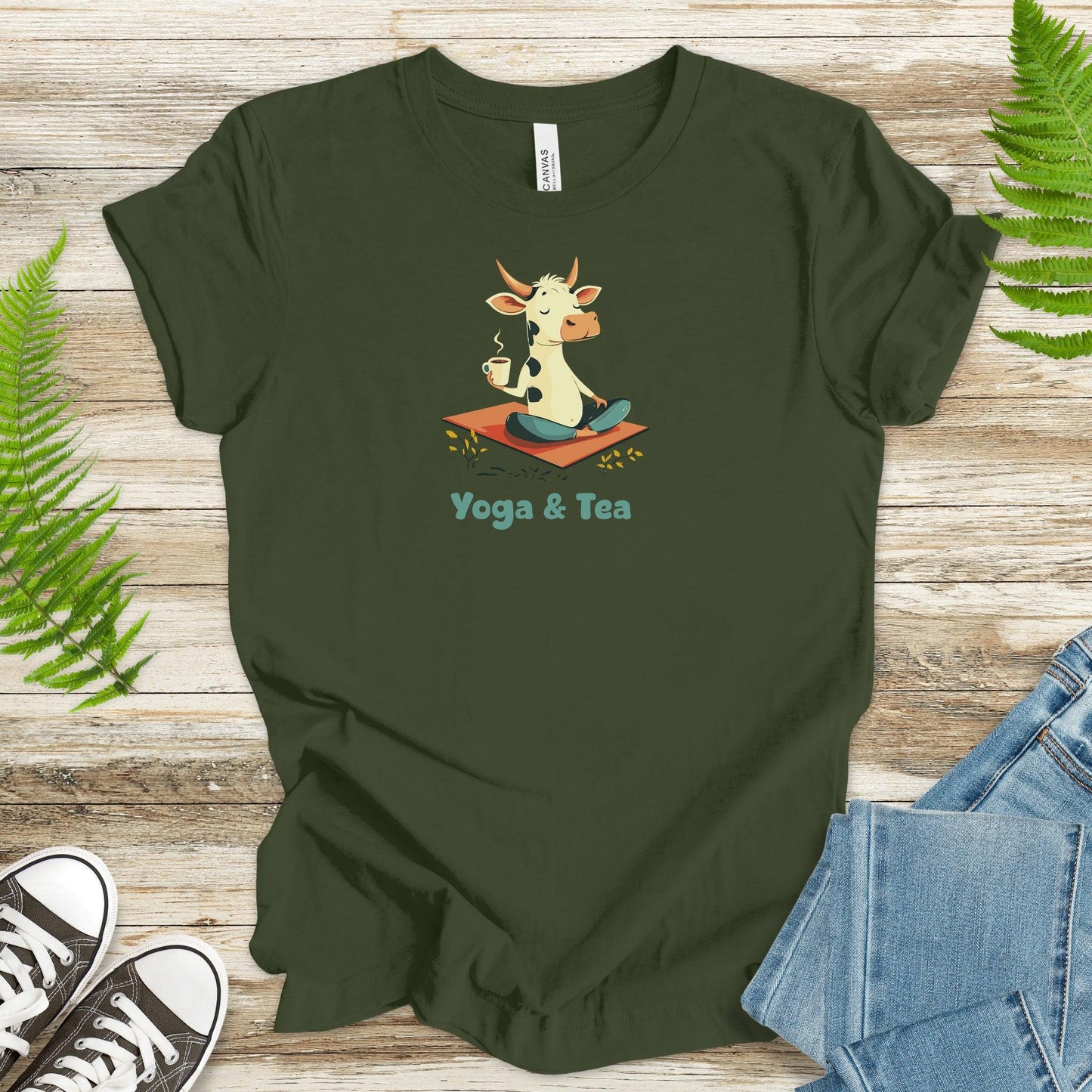 Yoga & Tea T-Shirt – Cow Zen Meets Sip Bliss - TShirtree